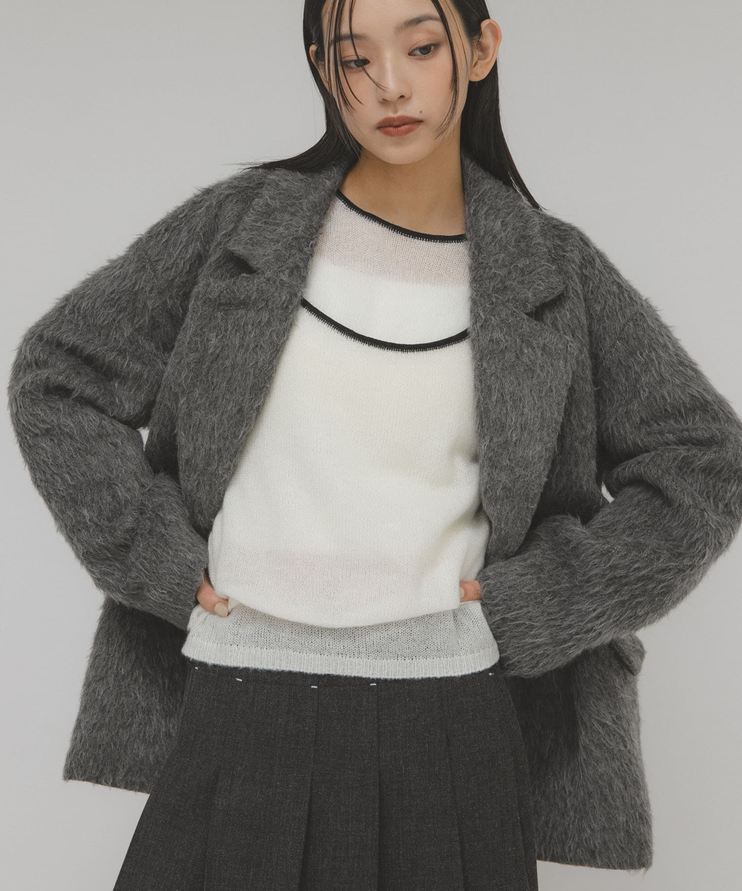 バイカラーキャミレイヤードニット