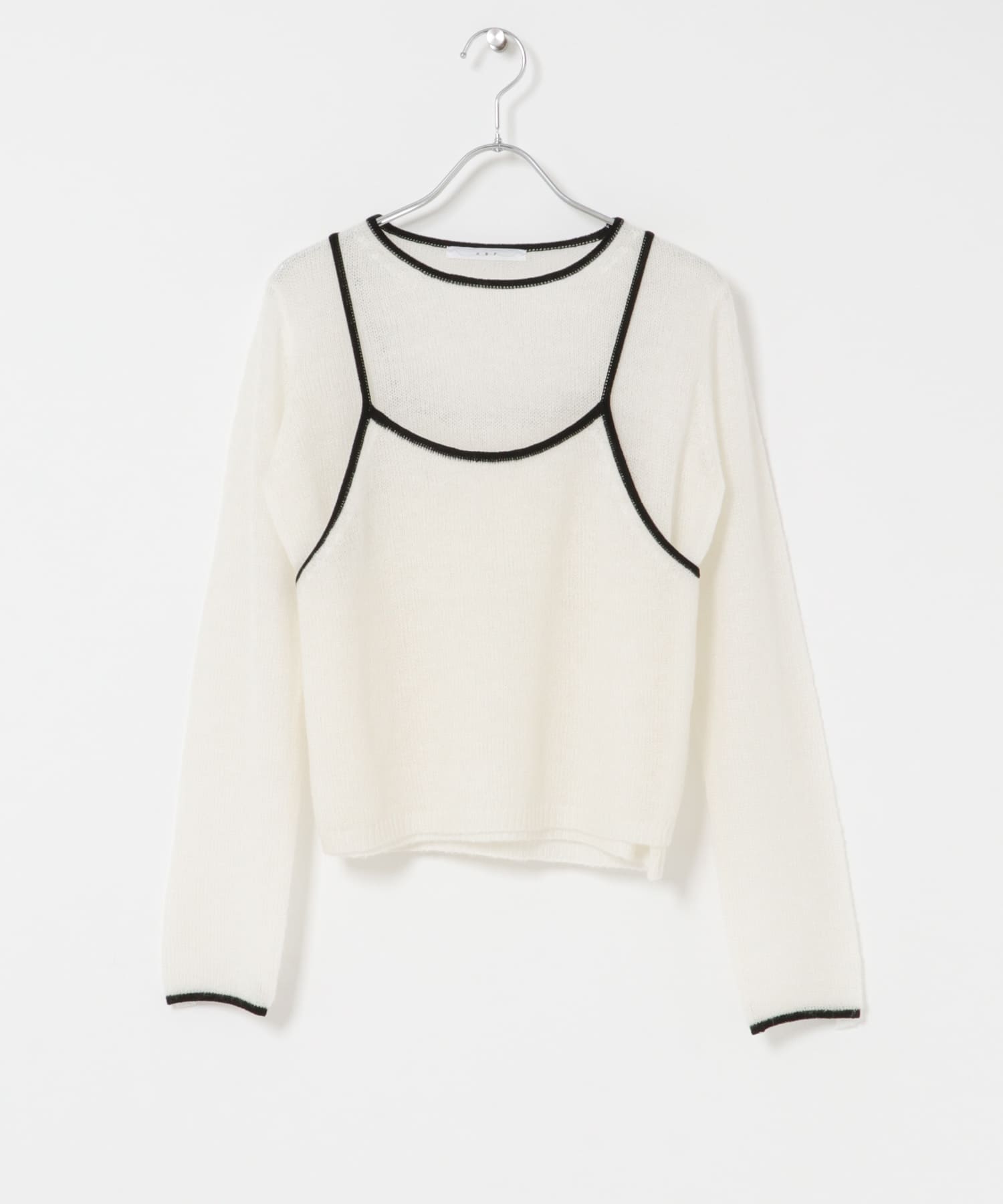 バイカラーキャミレイヤードニット WHITE×BLK One