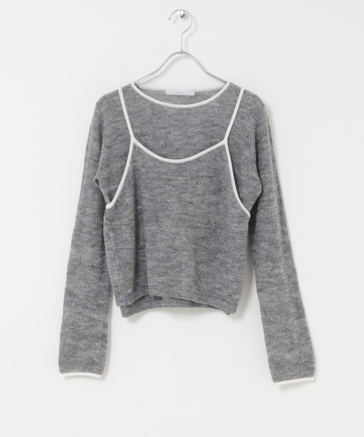 バイカラーキャミレイヤードニット GRAY×WHT One