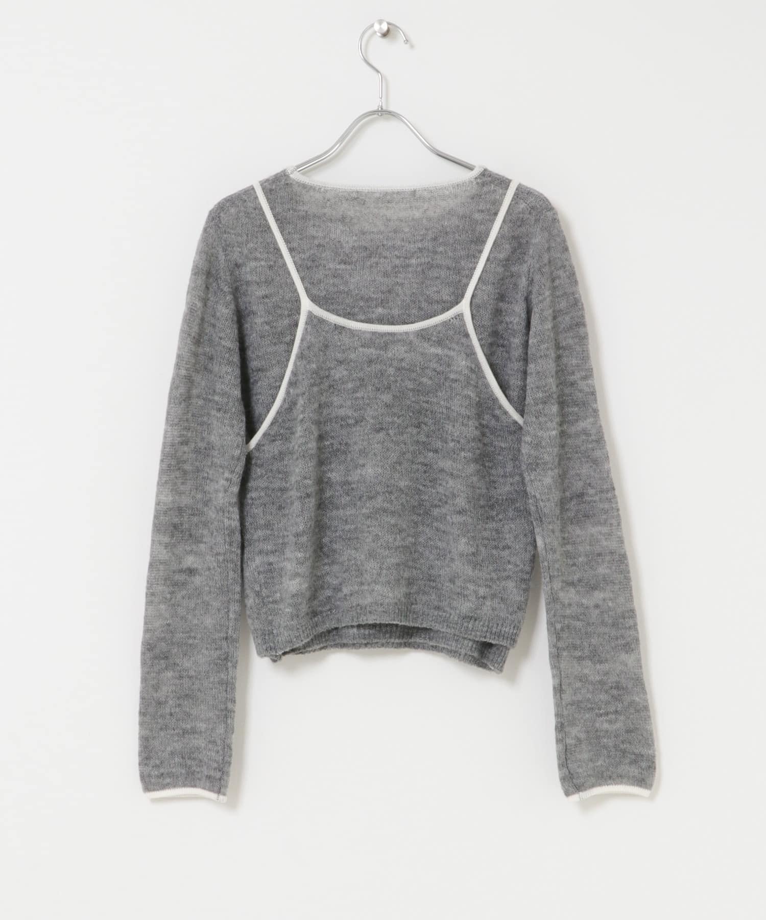 バイカラーキャミレイヤードニット GRAY×WHT One
