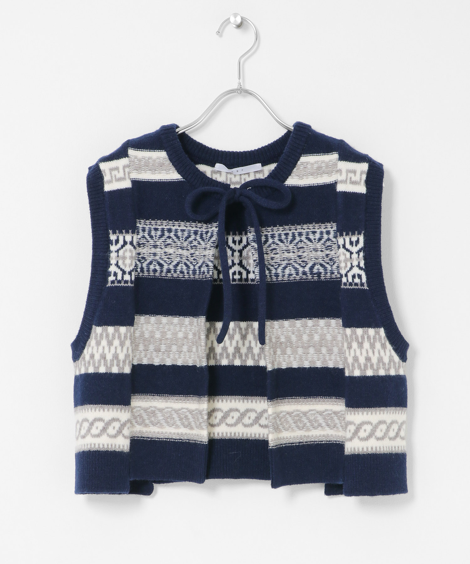ジャガードリメイクベスト NAVY One