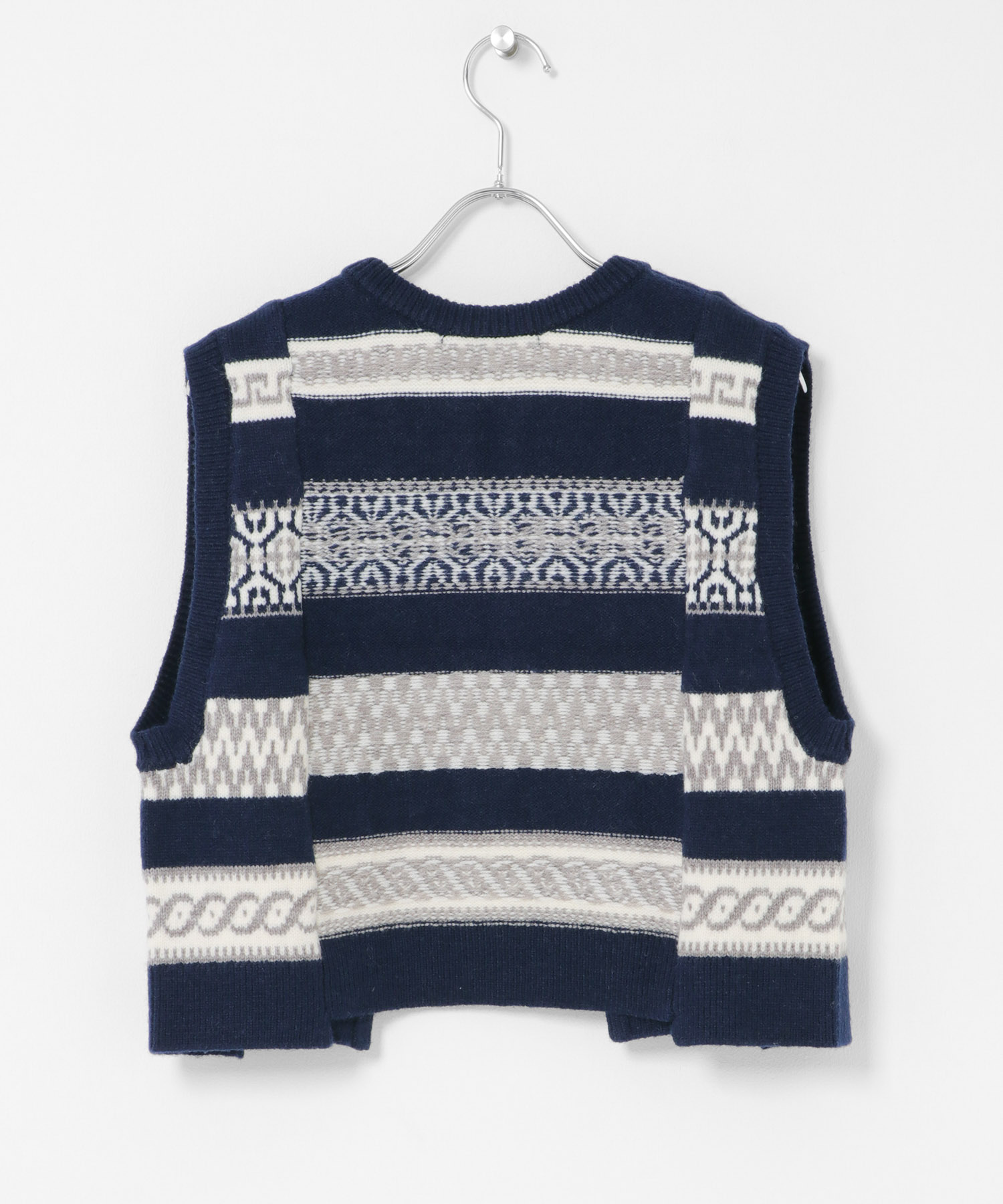 ジャガードリメイクベスト NAVY One