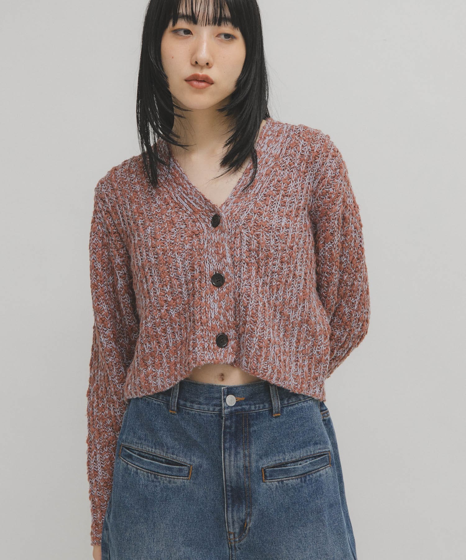 スラブMIXショートカーディガン