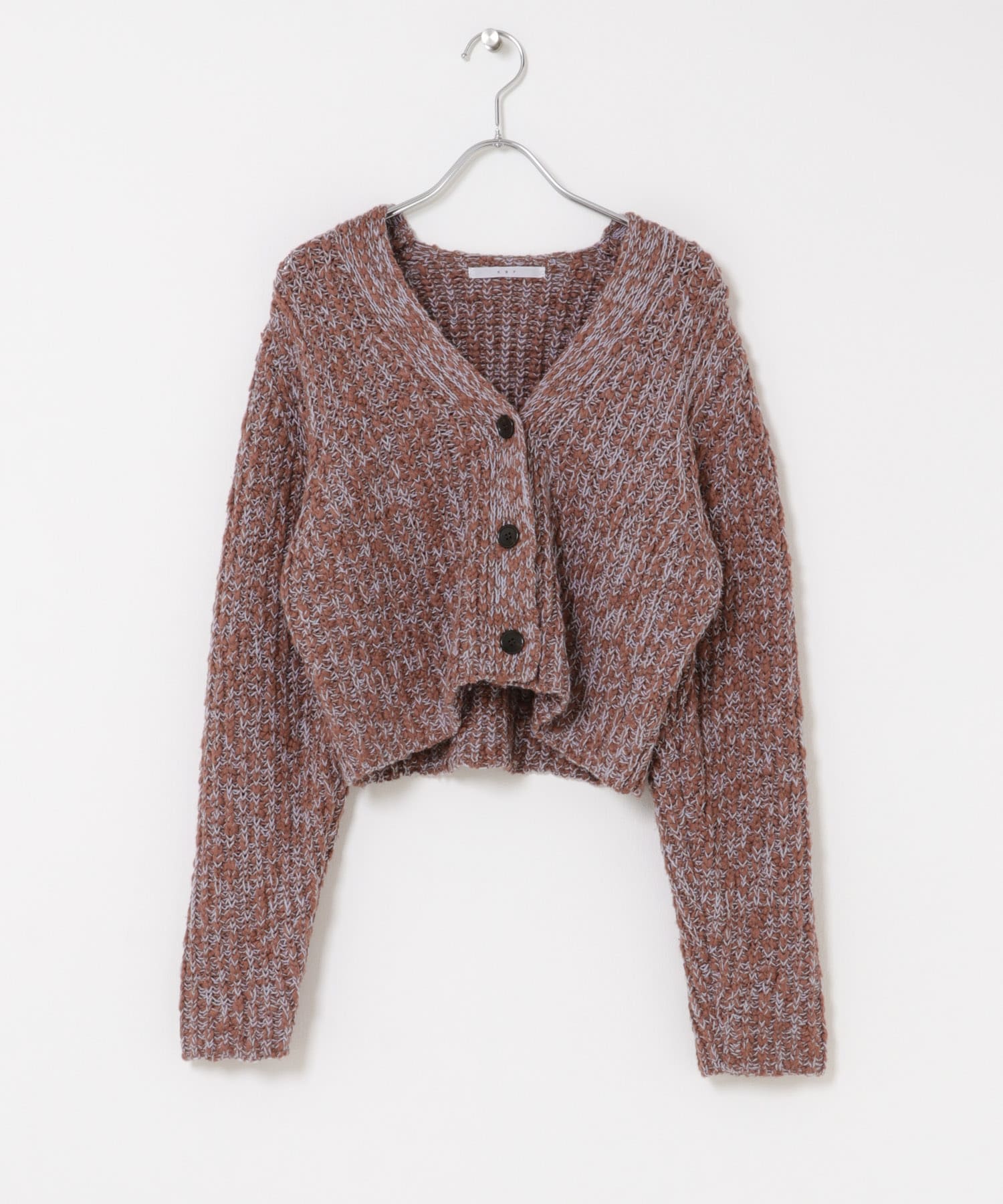 スラブMIXショートカーディガン BROWN One