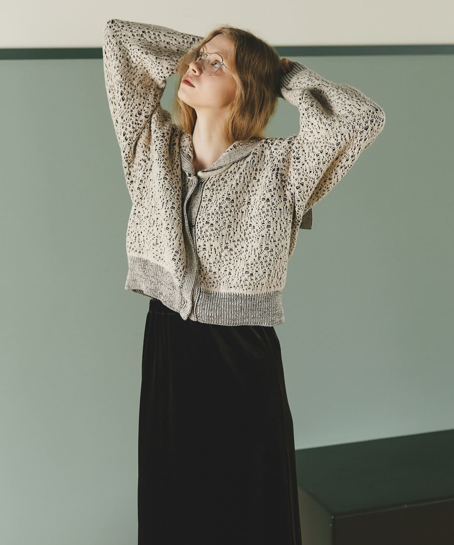 JQセーラーカーディガン IVORY×BRN One