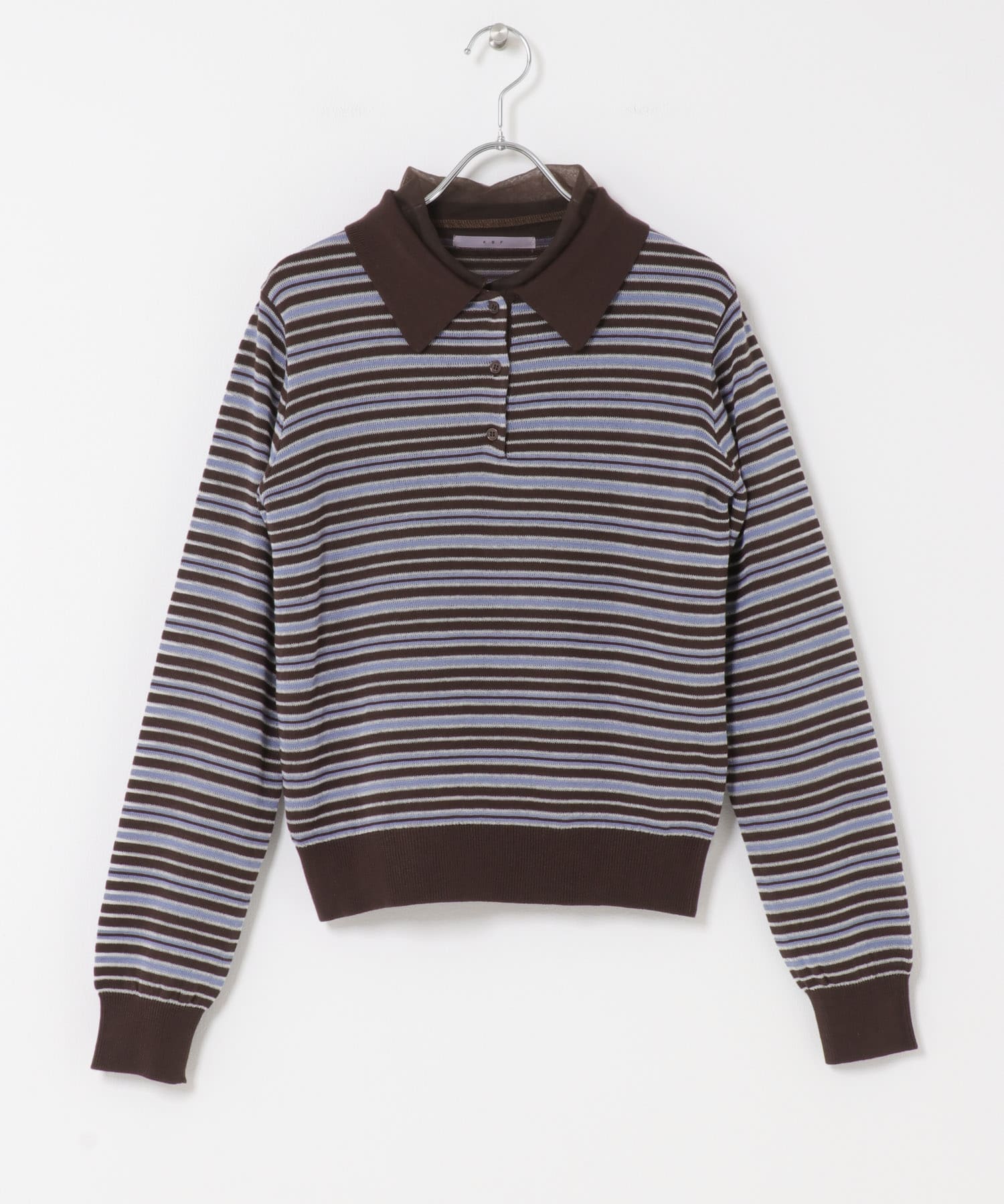 チュールレイヤードニットシャツ BRN×BLUE One