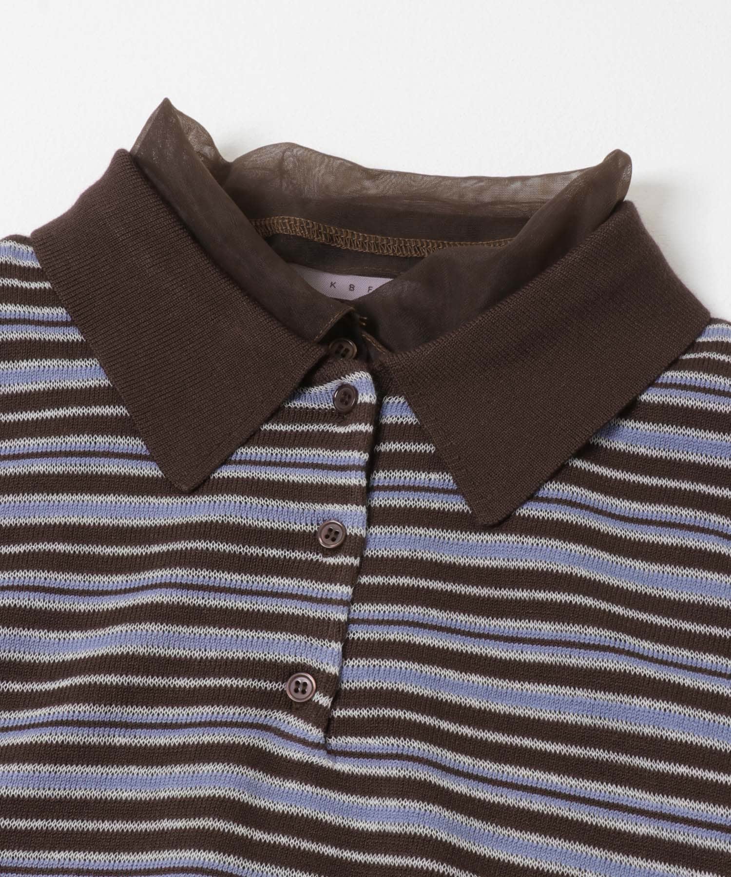 チュールレイヤードニットシャツ BRN×BLUE One