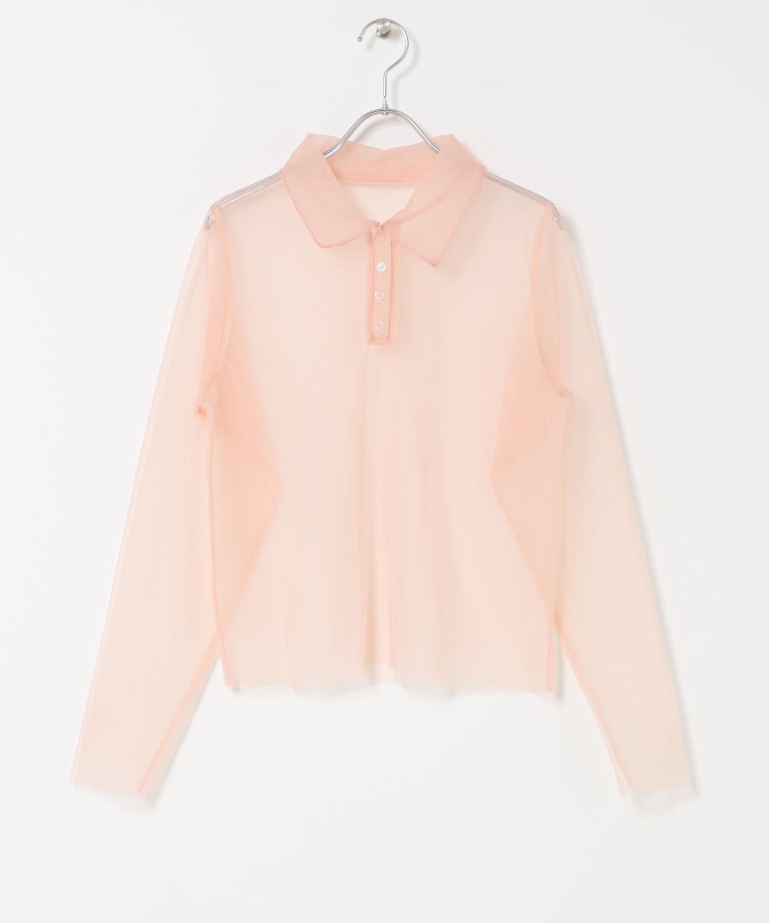 チュールレイヤードニットシャツ PINK One