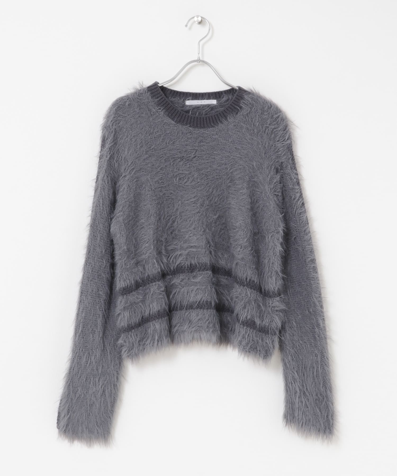 ラインデザインシャギーニット CHARCOAL One