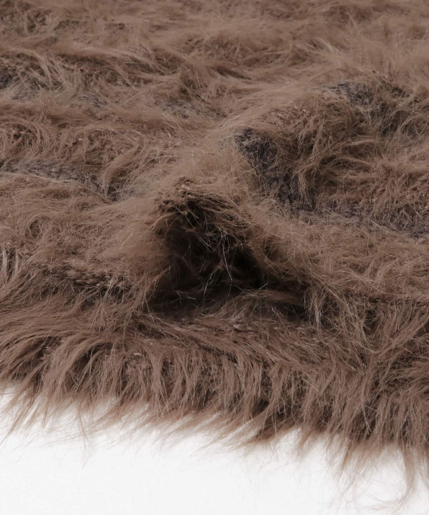 ラインデザインシャギーニット BROWN One