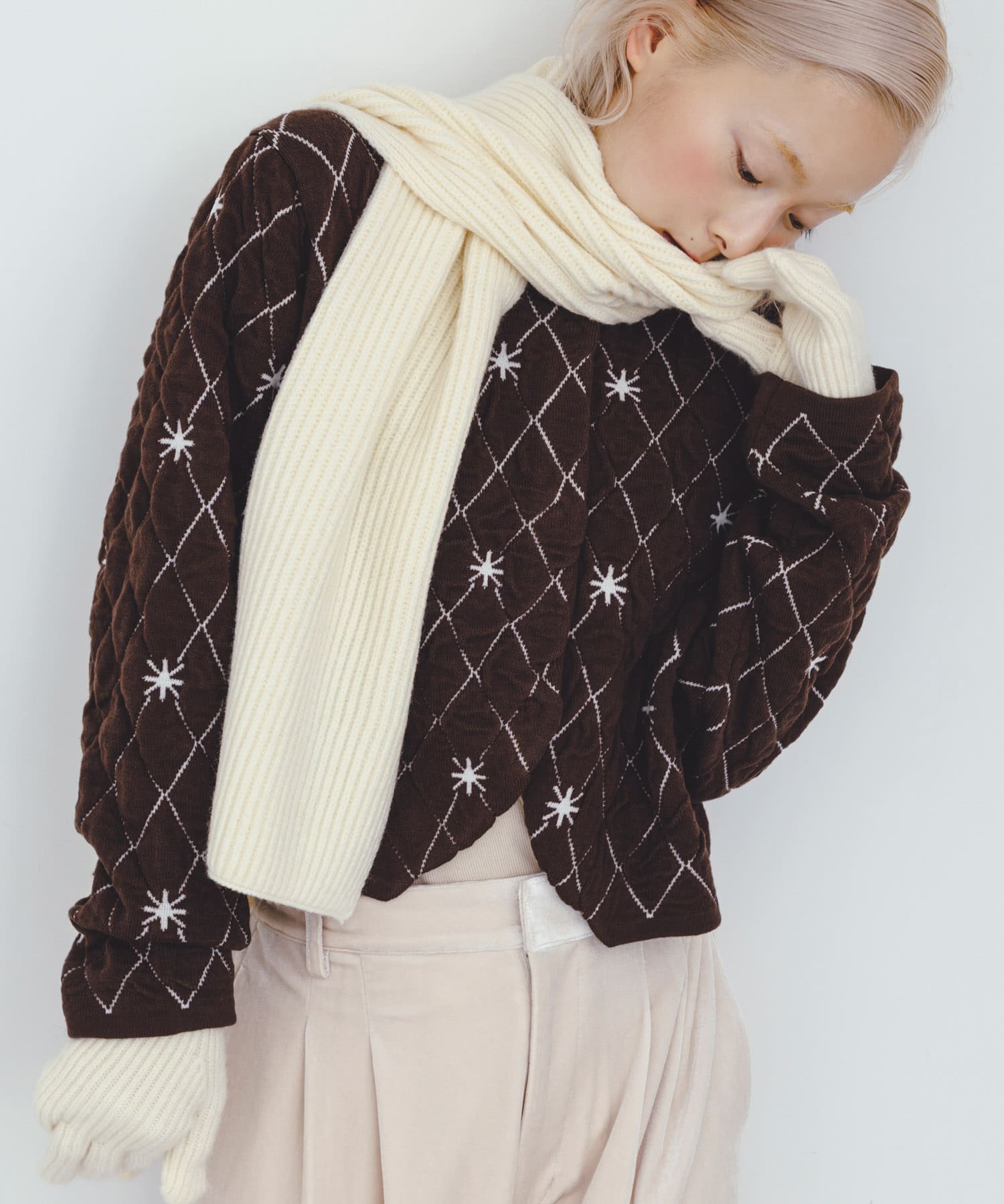 キルティングショートカーディガン