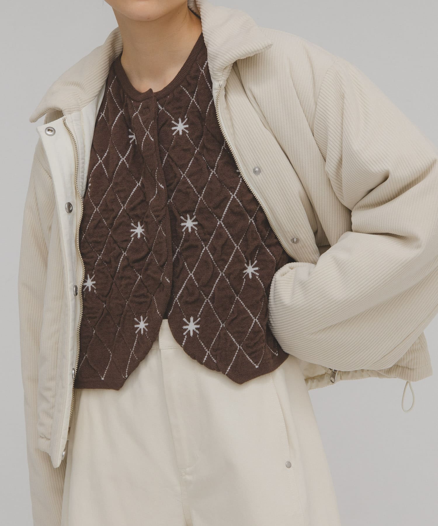 キルティングショートカーディガン