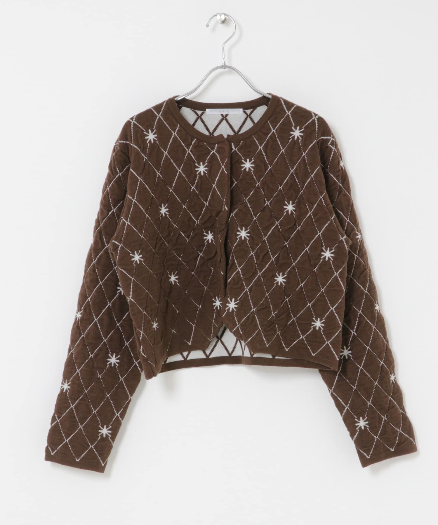 キルティングショートカーディガン BROWN One