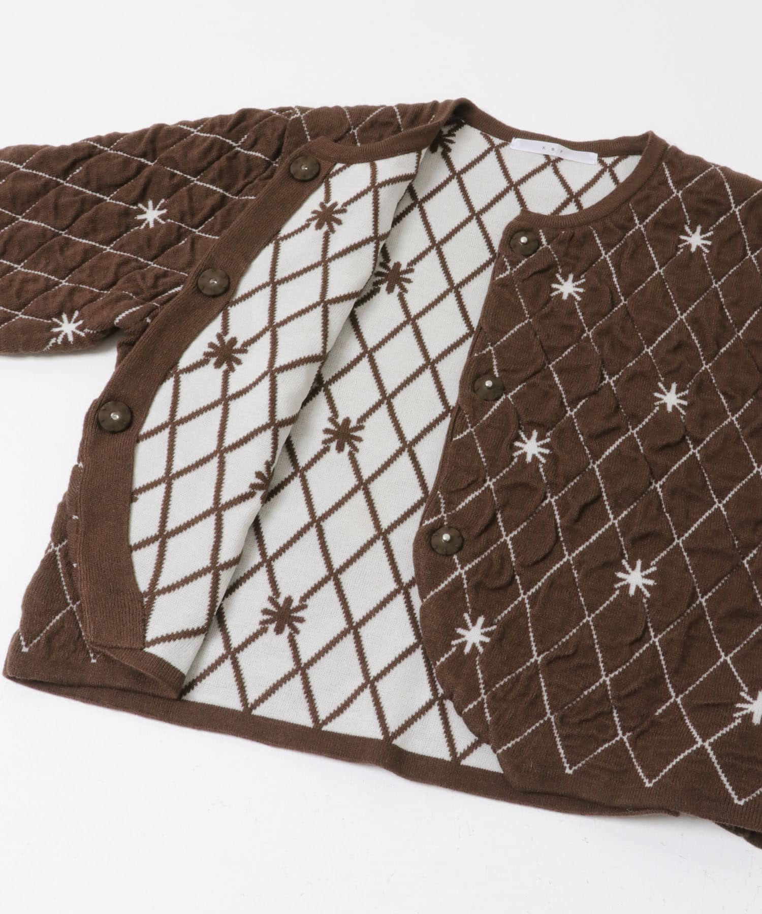 キルティングショートカーディガン BROWN One