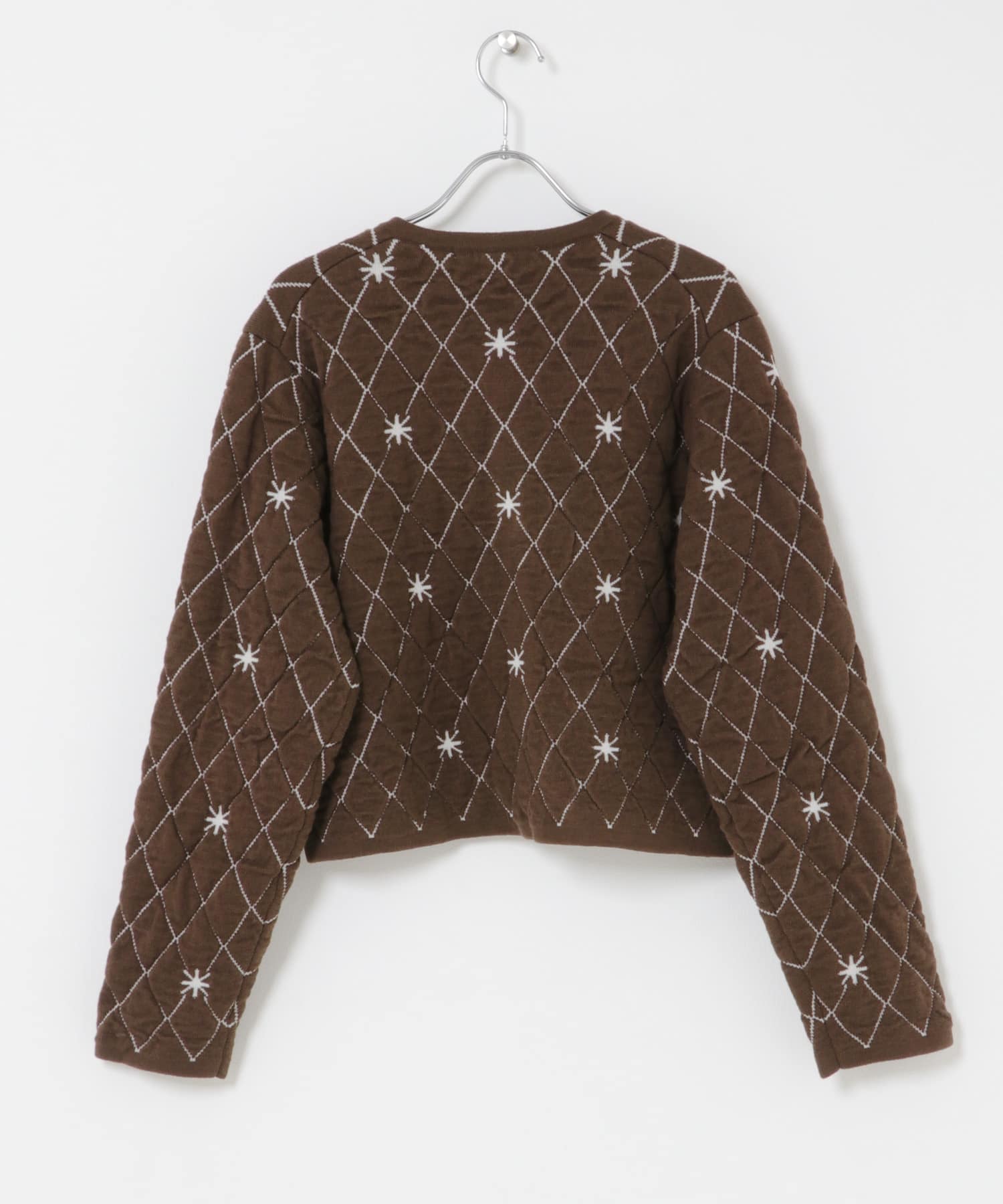 キルティングショートカーディガン BROWN One