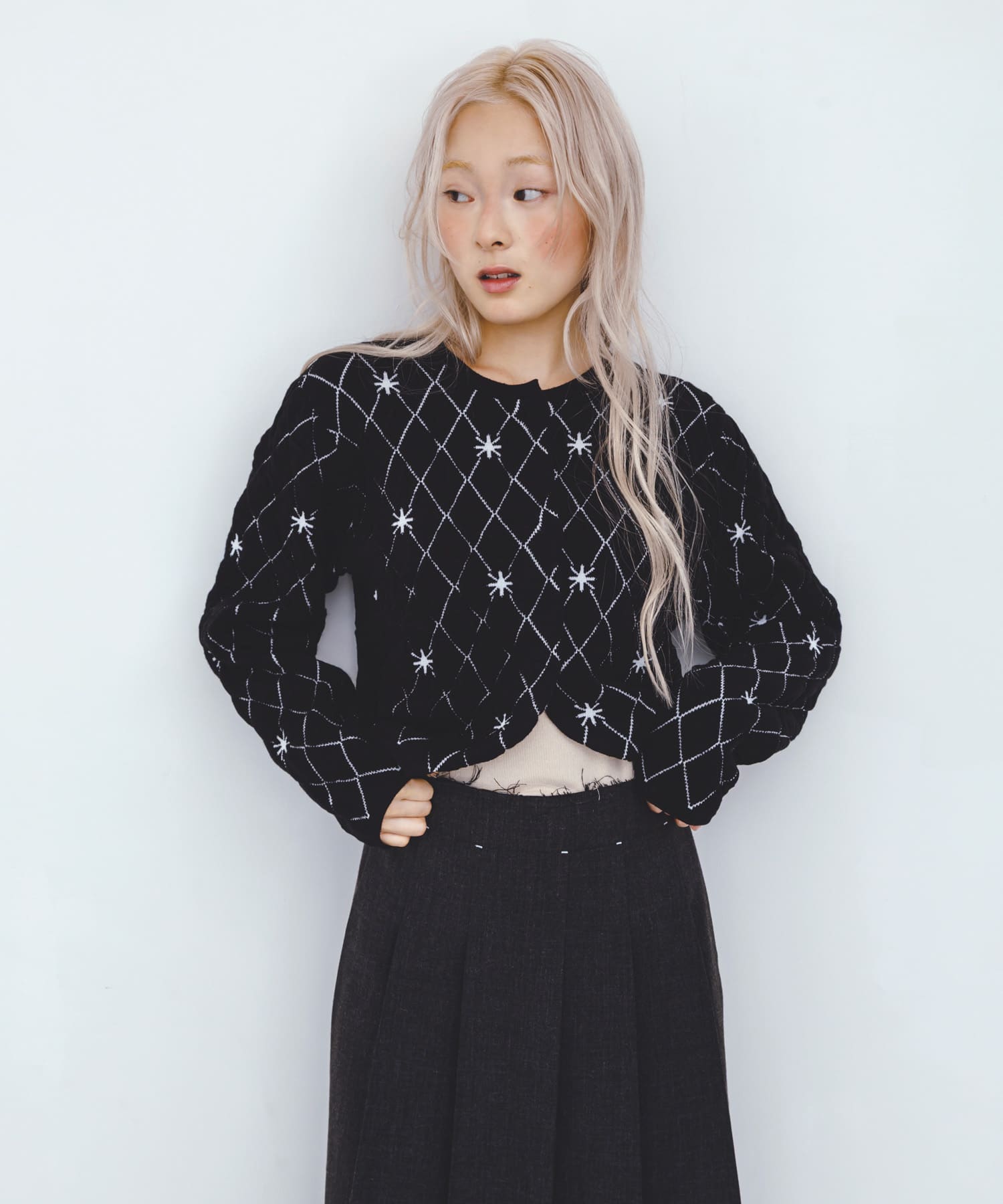 キルティングショートカーディガン