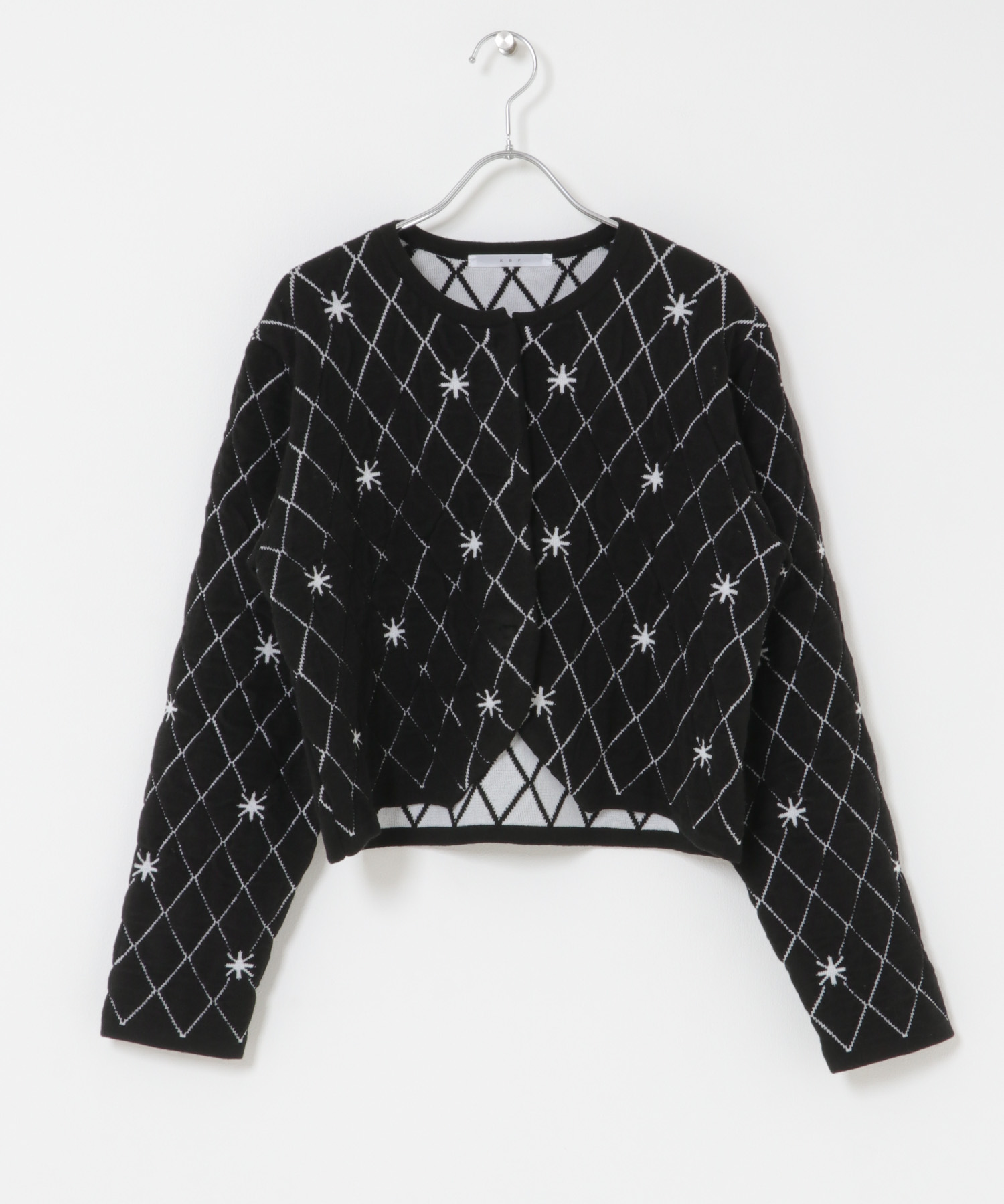 キルティングショートカーディガン BLACK One