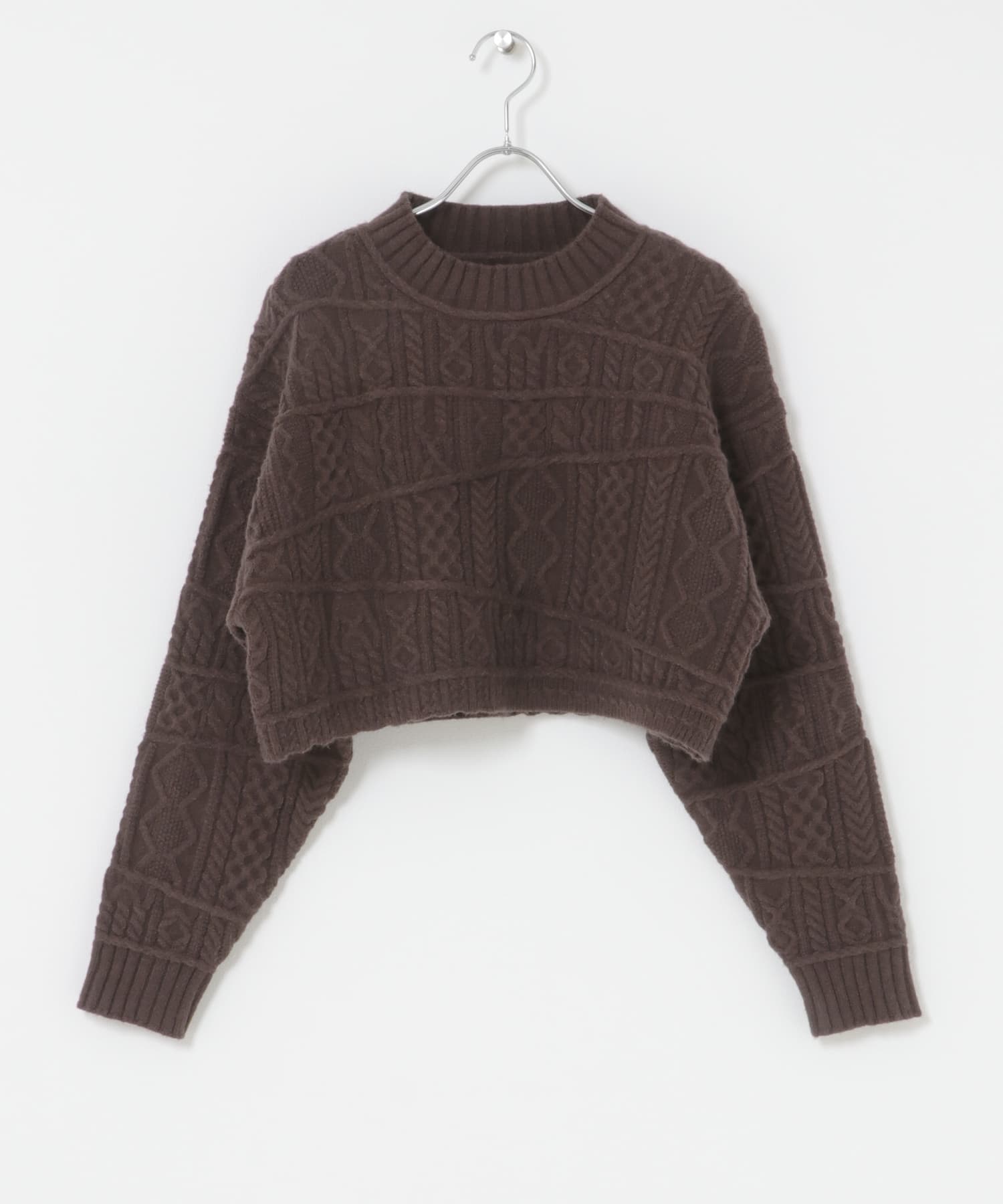 MIXケーブルショートニット BROWN One