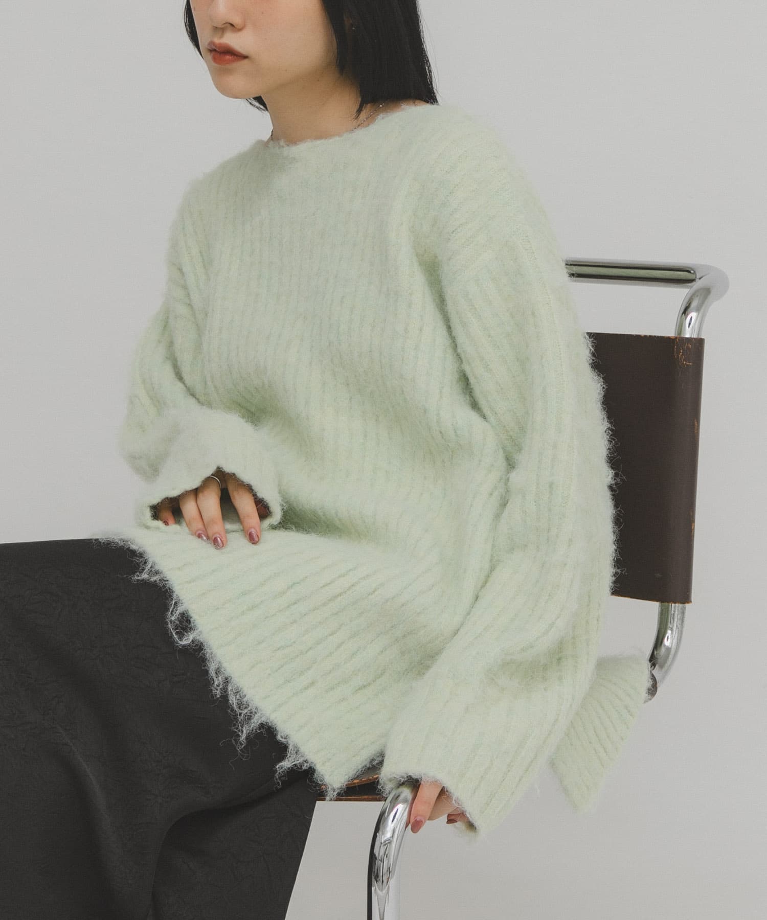 シャギールーズリブニット