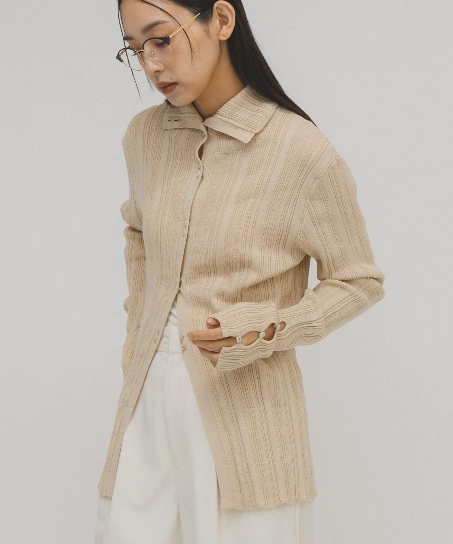 ボタンアップランダムRIBニット(One L.BEIGE): トップス｜URBAN
