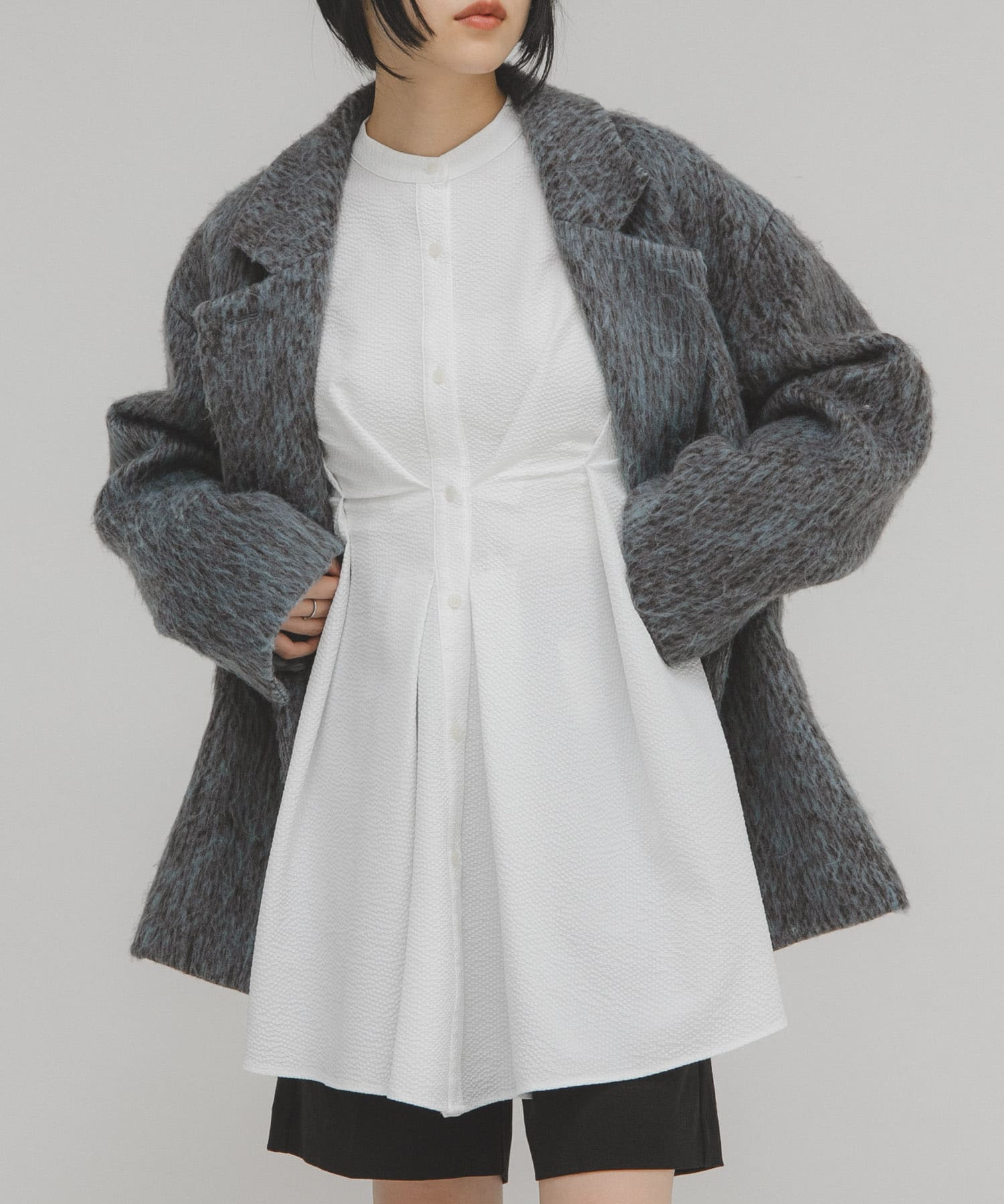 ウエストタックロングシャツ