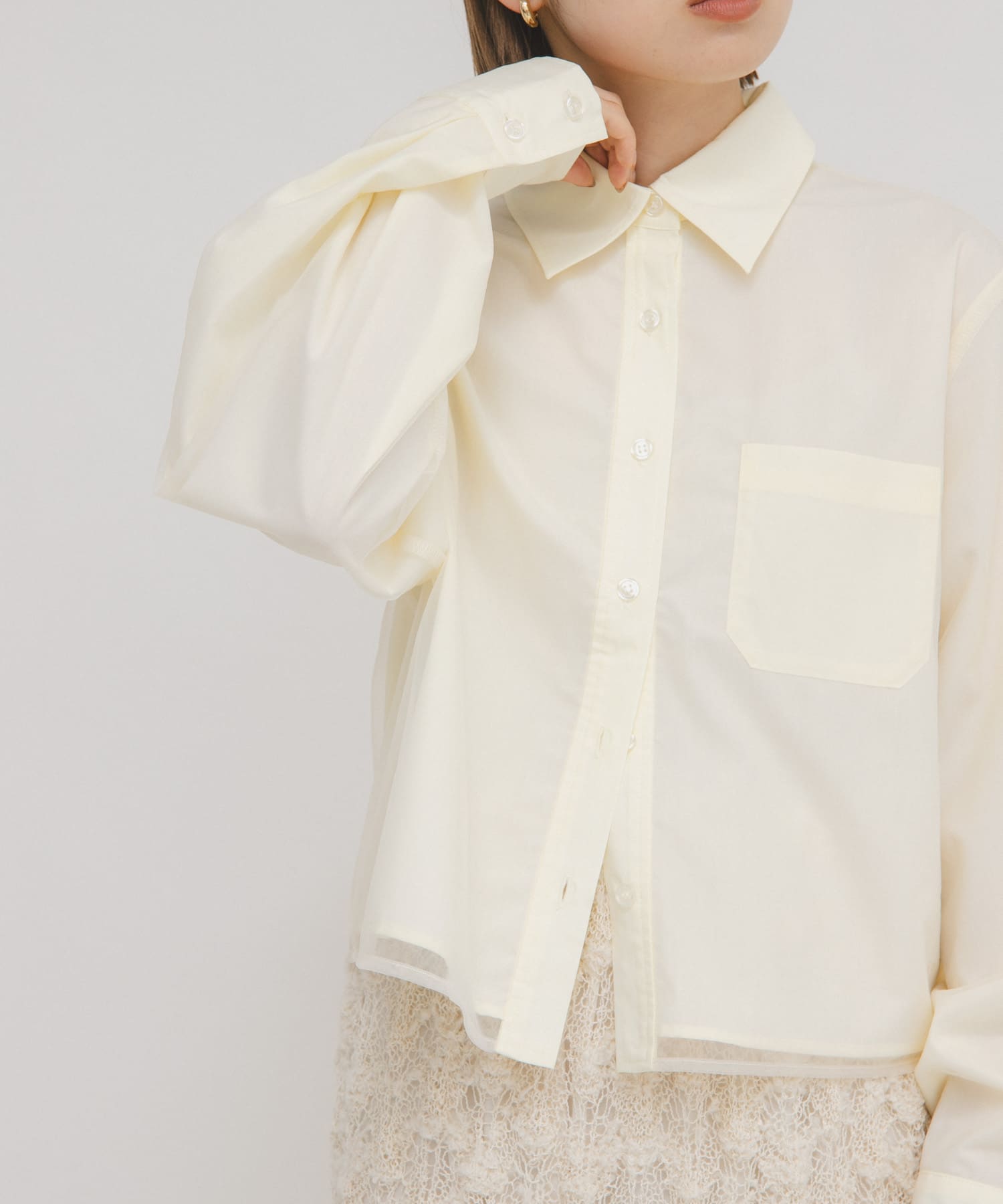 チュールレイヤードショートシャツ