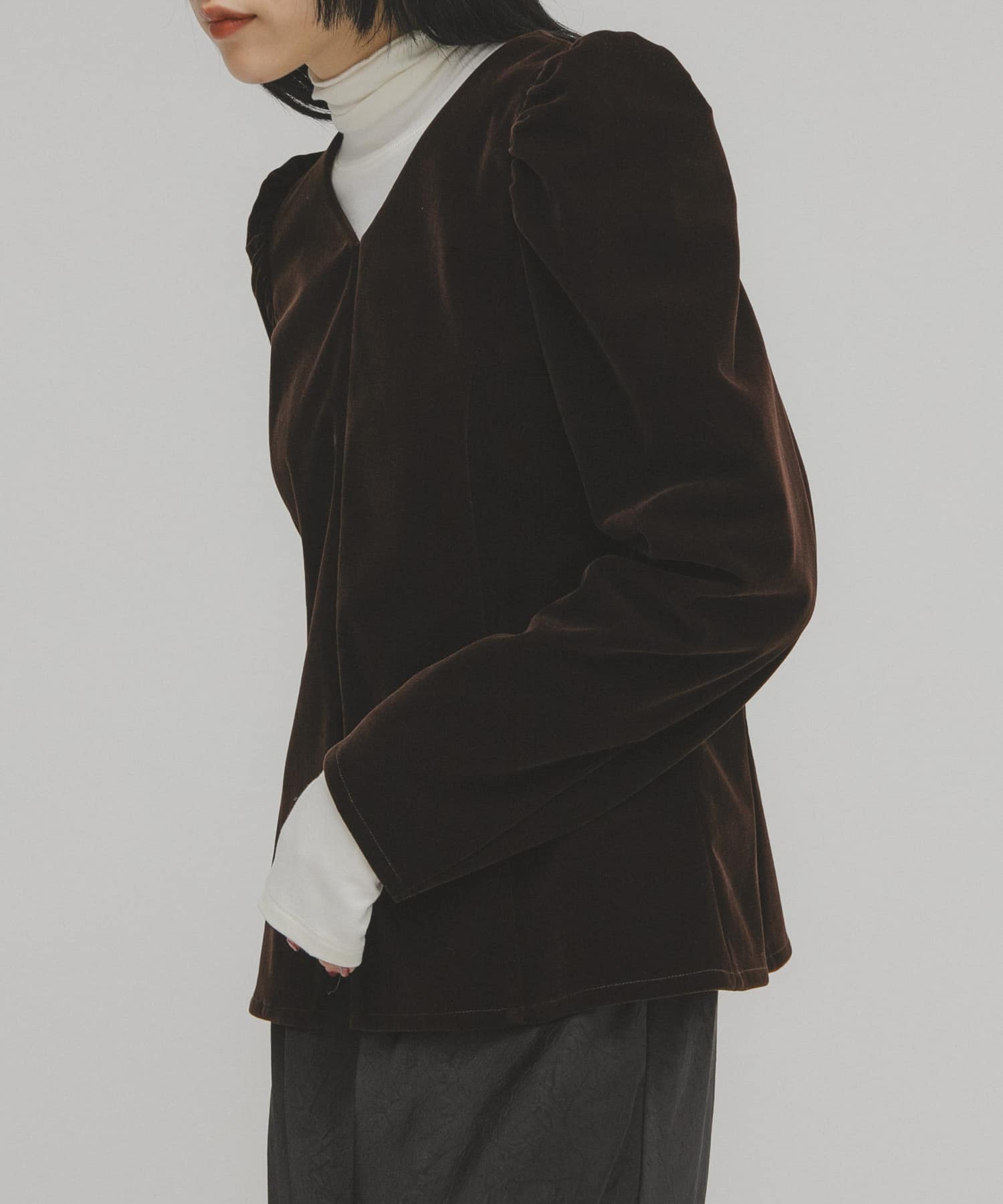 パフスリーブベロアブラウス