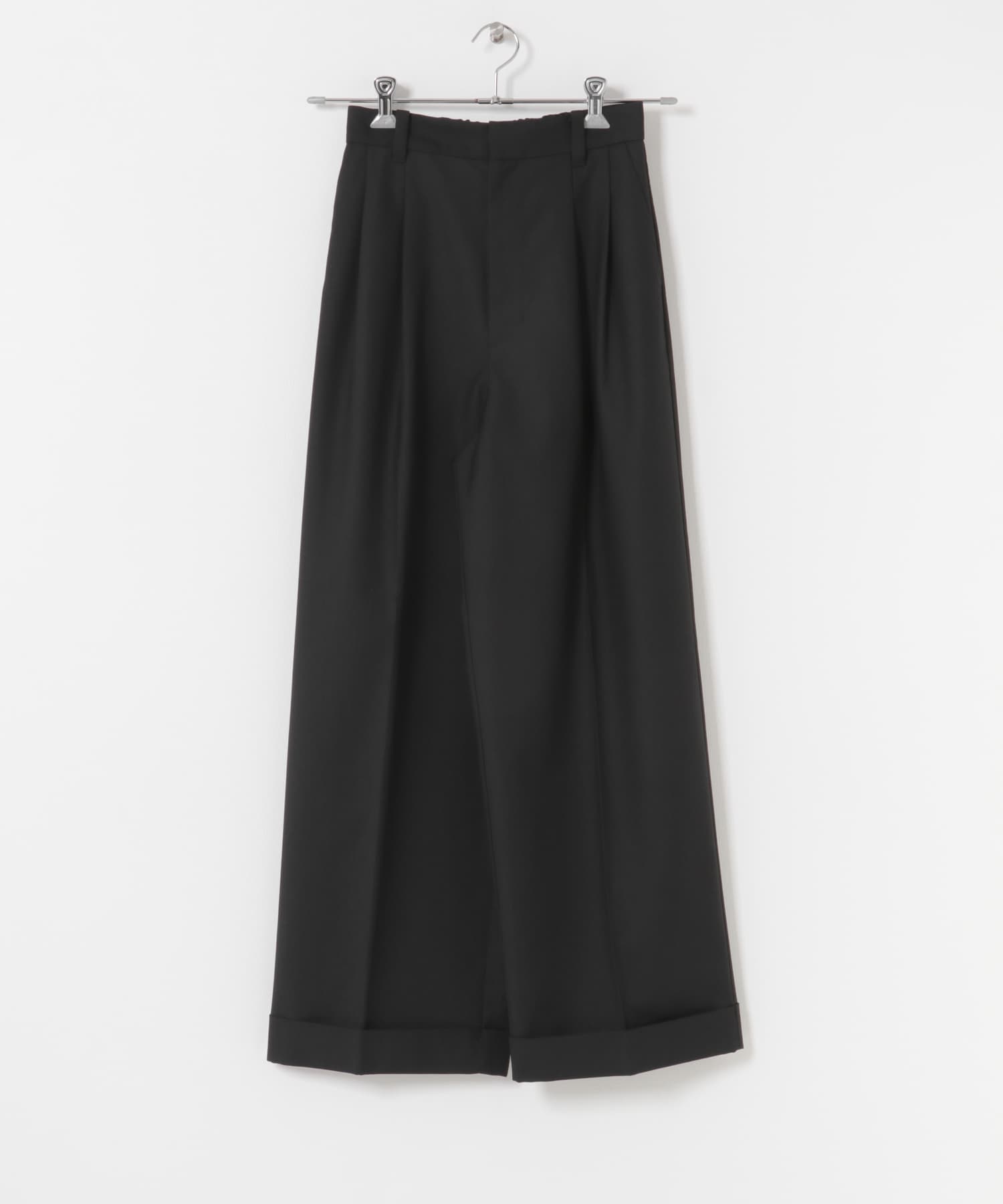 センタープレスストレートパンツ BLACK One
