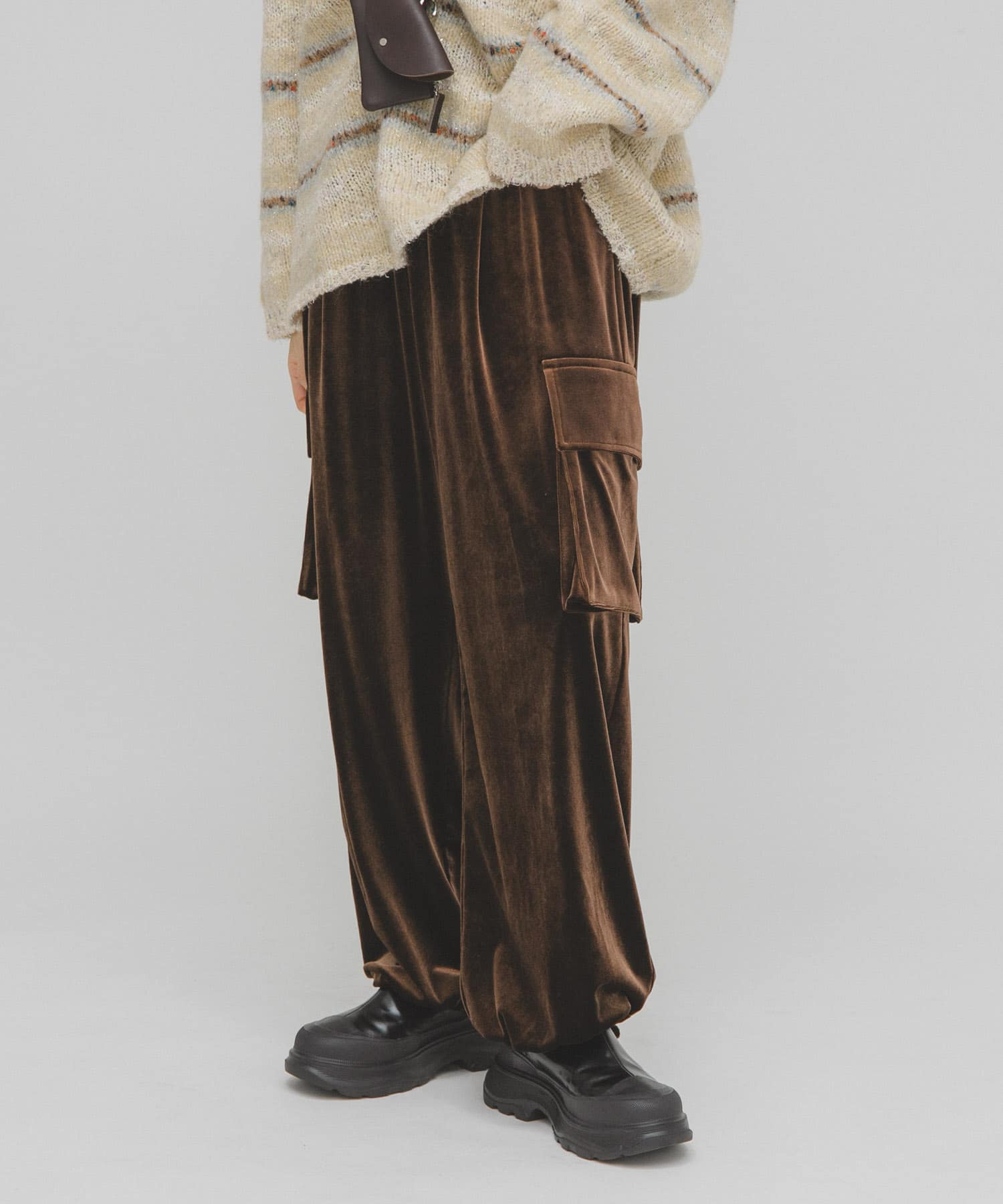 ベロアカーゴパンツ BROWN2 One