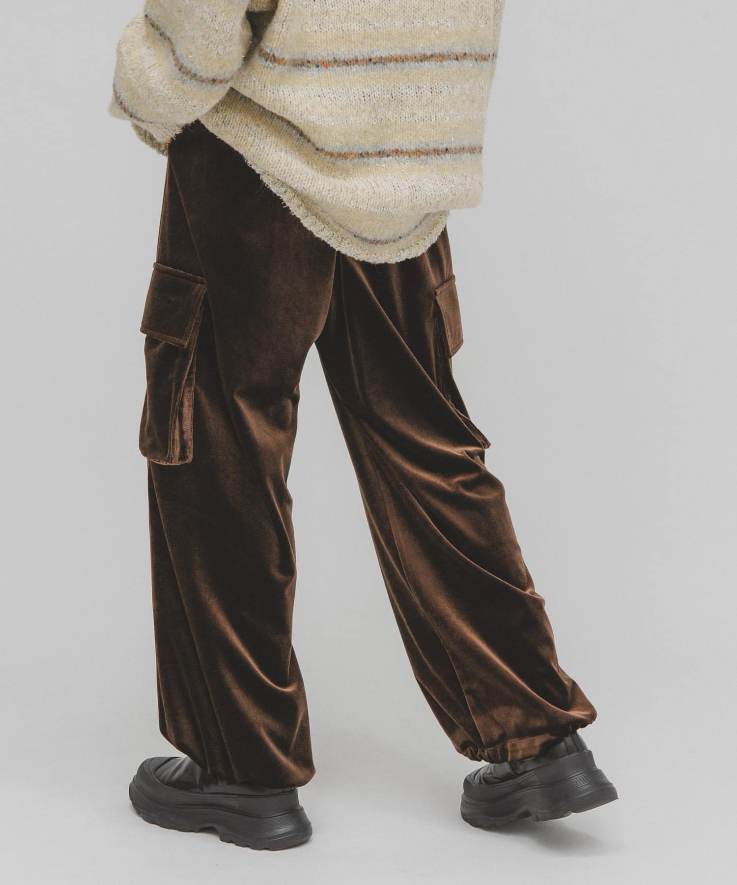 ベロアカーゴパンツ BROWN2 One