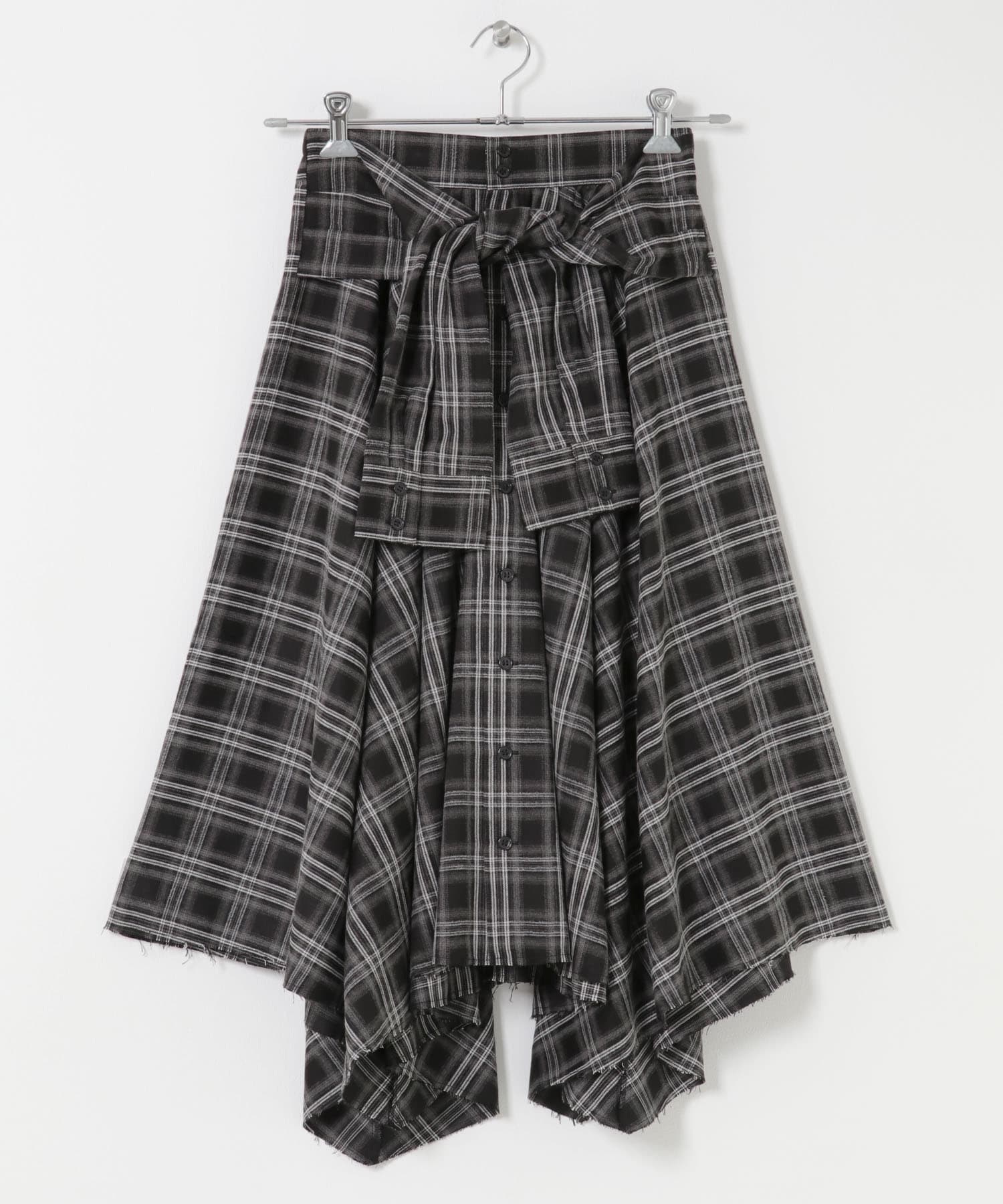 ノットデザインチェックスカート BLACK One