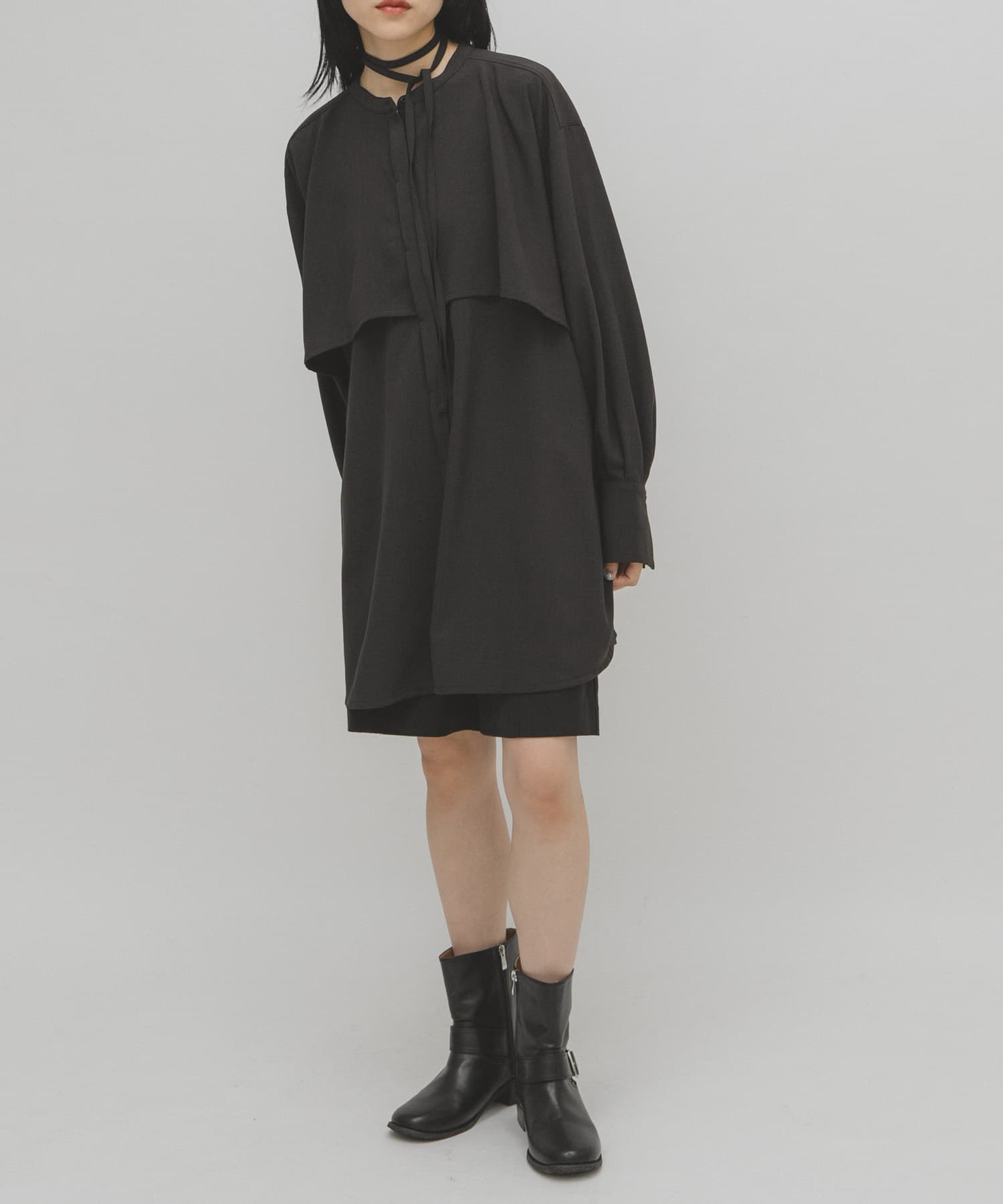 レイヤードミニシャツワンピース