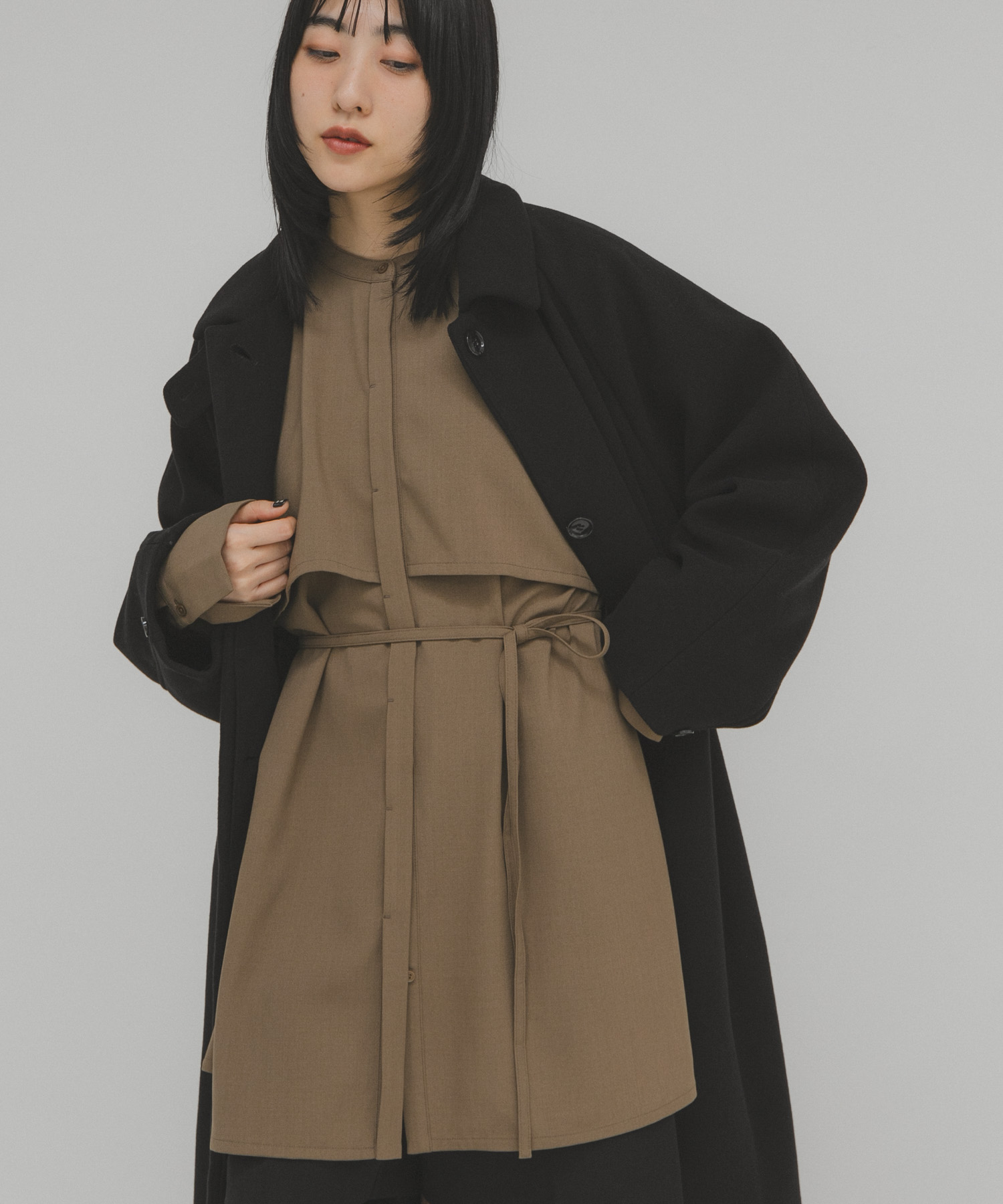 レイヤードミニシャツワンピース