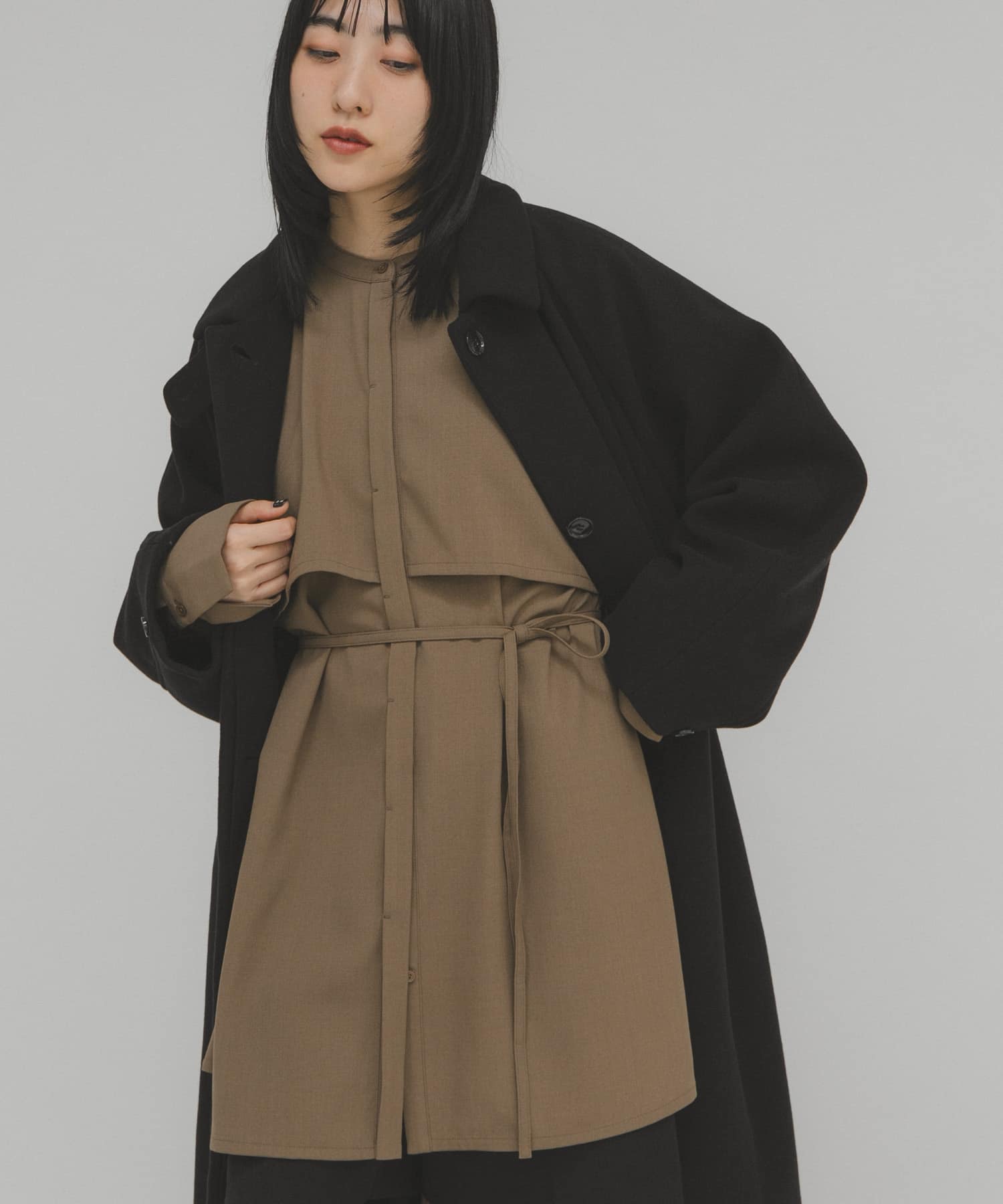 レイヤードミニシャツワンピース