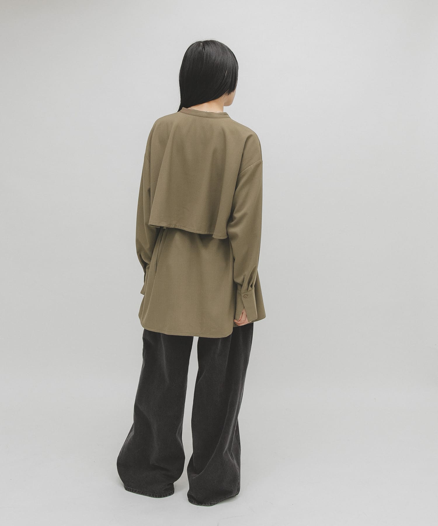 レイヤードミニシャツワンピース BROWN One
