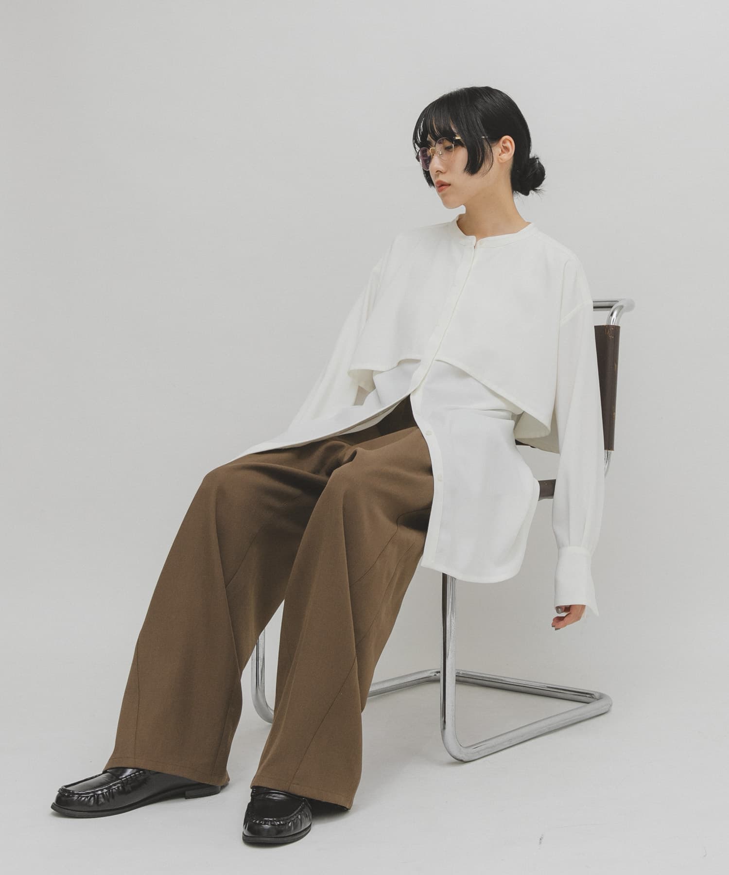 レイヤードミニシャツワンピース