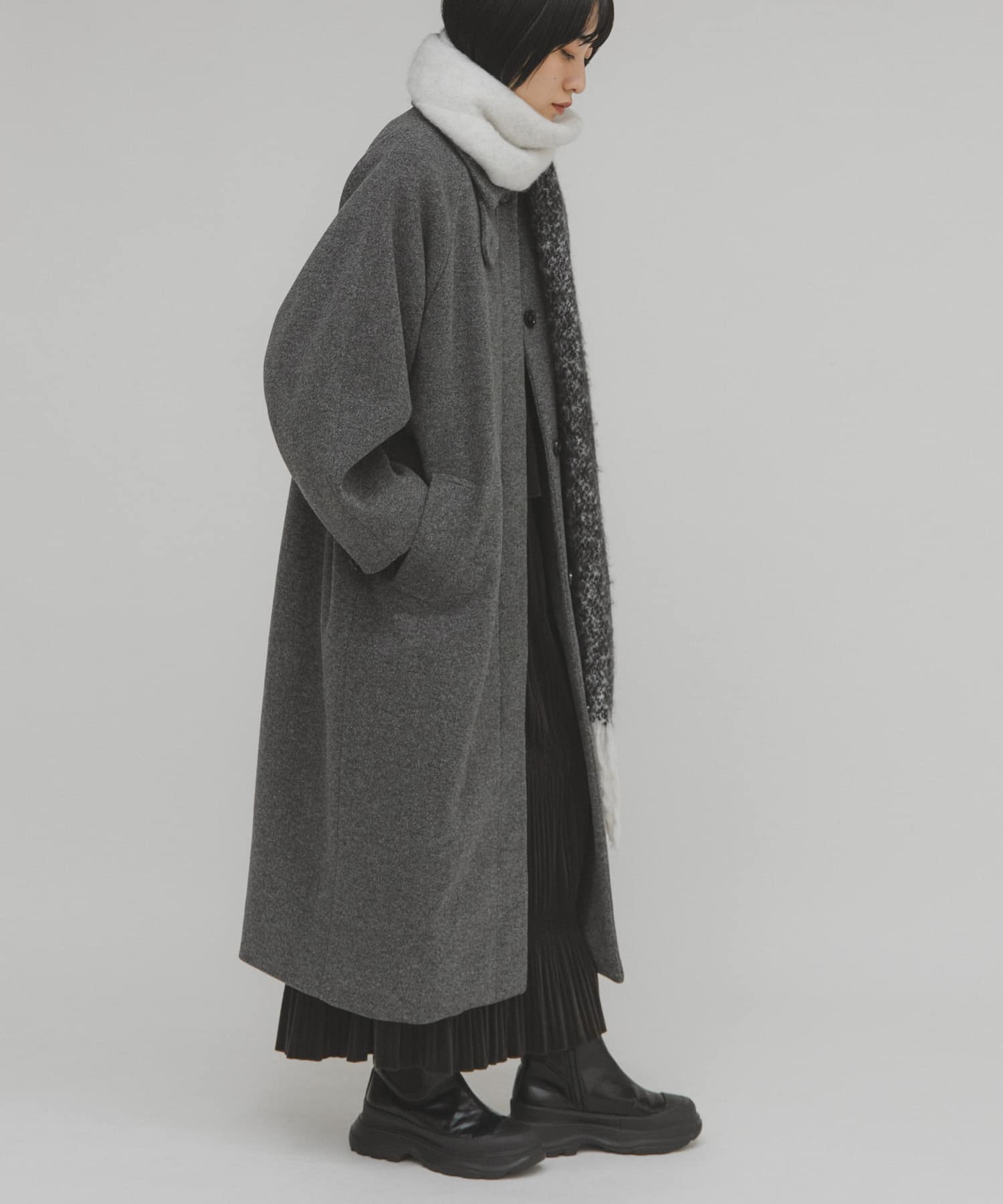 ステンカラーコクーンロングコート(36 BLACK): アウター｜URBAN
