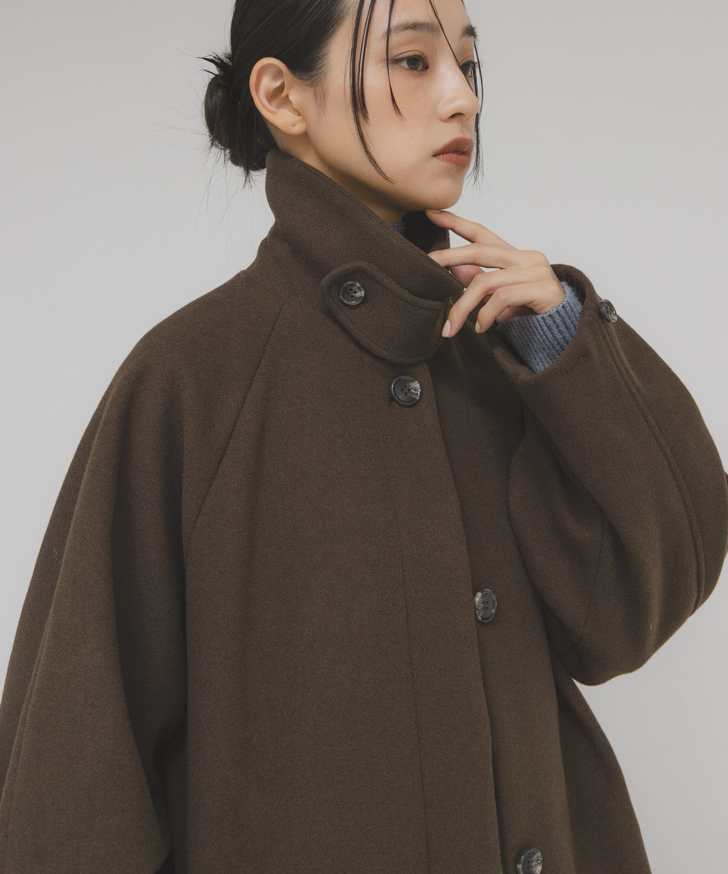 ステンカラーコクーンロングコート(36 BLACK): アウター｜URBAN