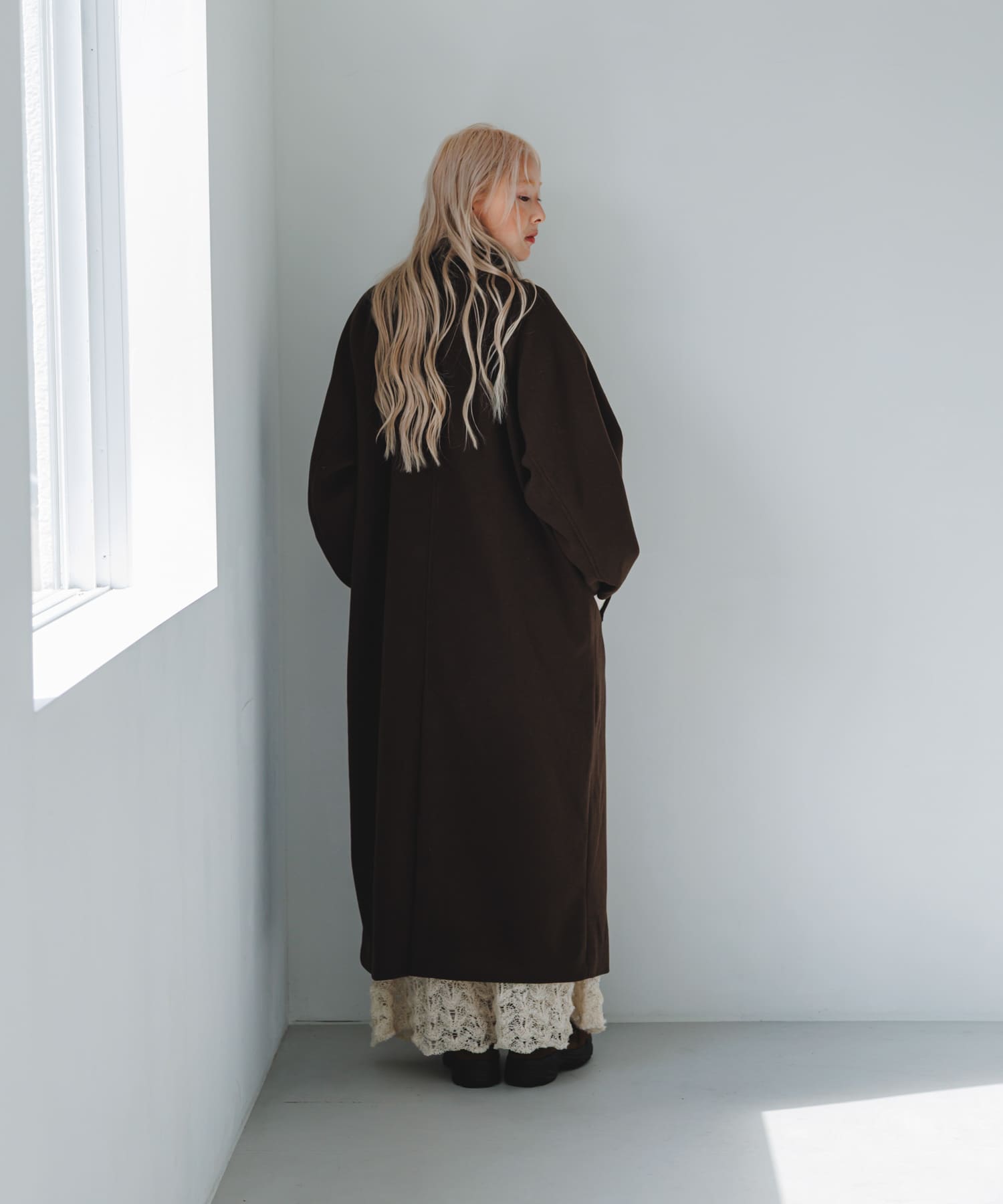 ステンカラーコクーンロングコート(36 BLACK): アウター｜URBAN