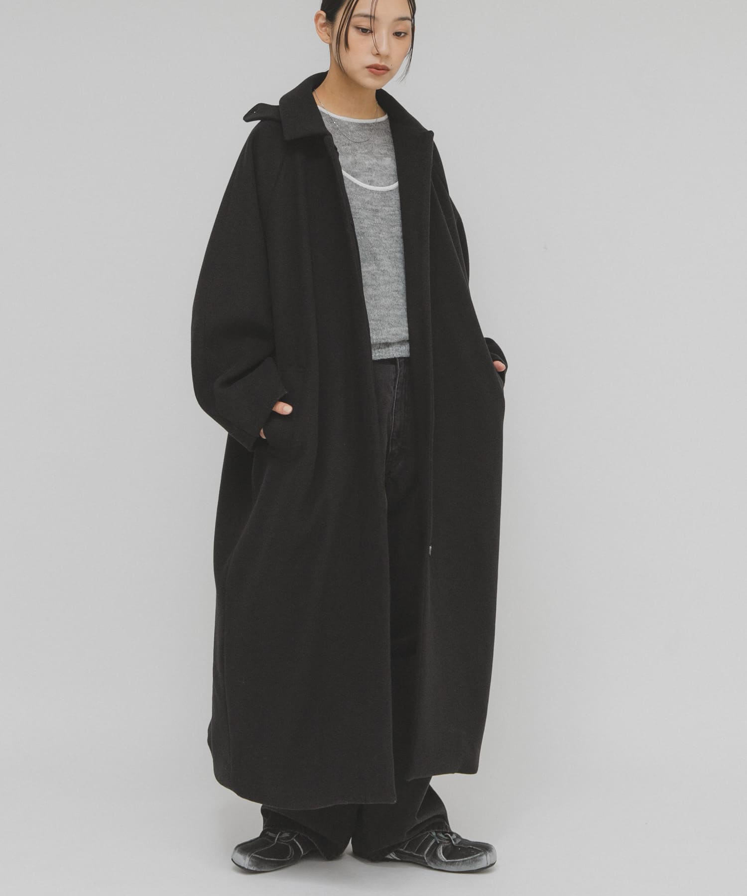 ステンカラーコクーンロングコート(36 BLACK): アウター｜URBAN