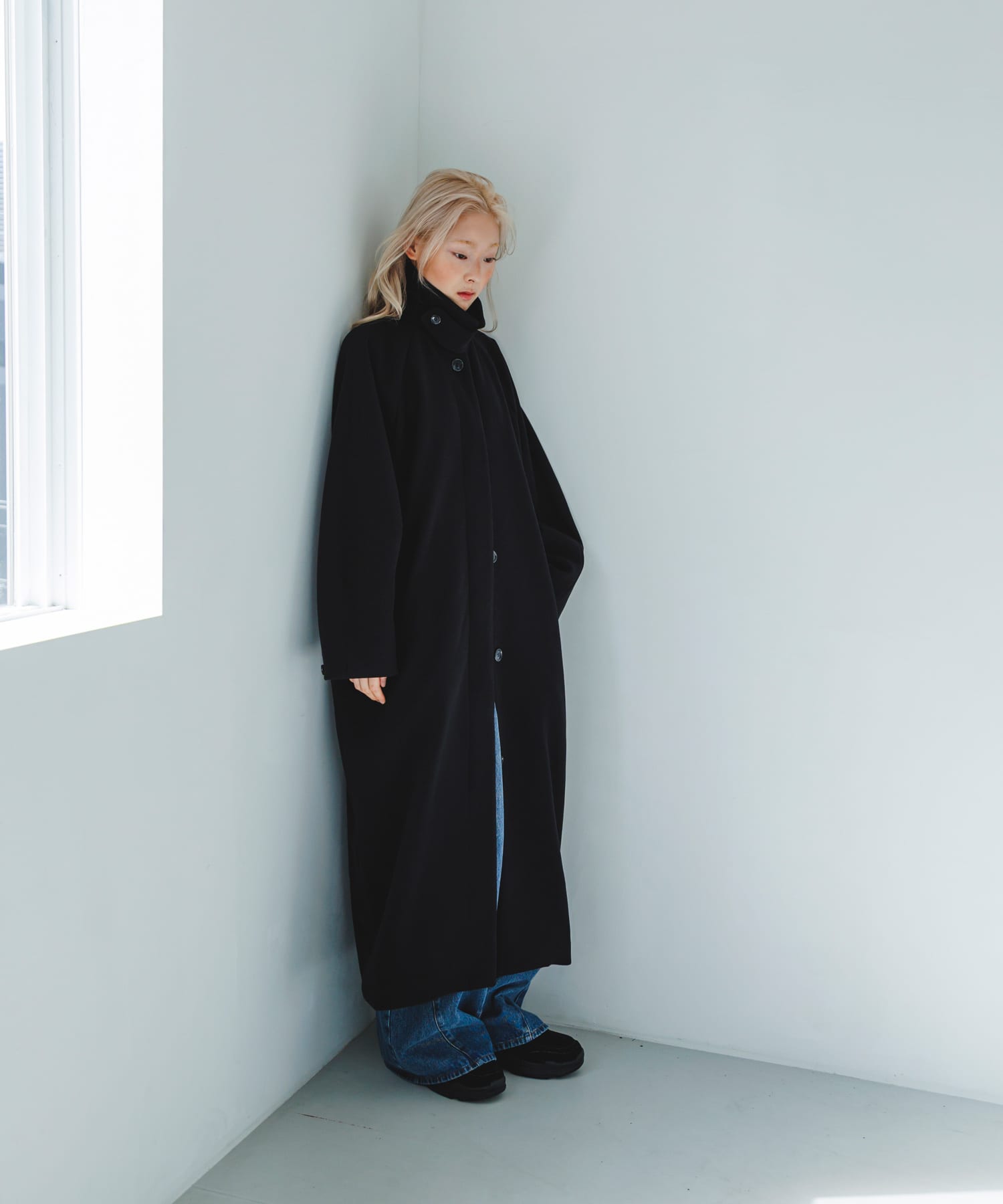 ステンカラーコクーンロングコート(36 BLACK): アウター｜URBAN