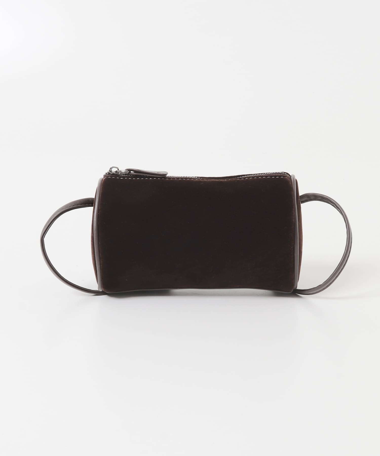 ステッチデザインベロアミニBAG BROWN one