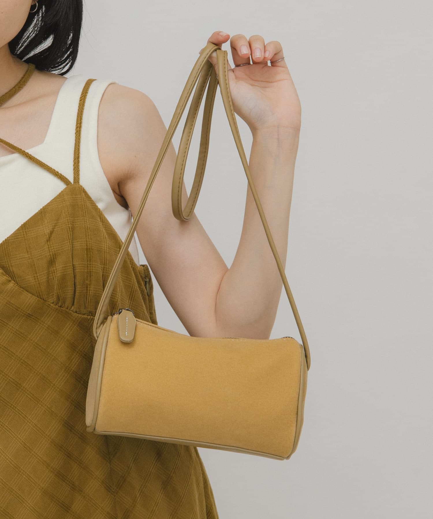 ステッチデザインベロアミニBAG BEIGE one