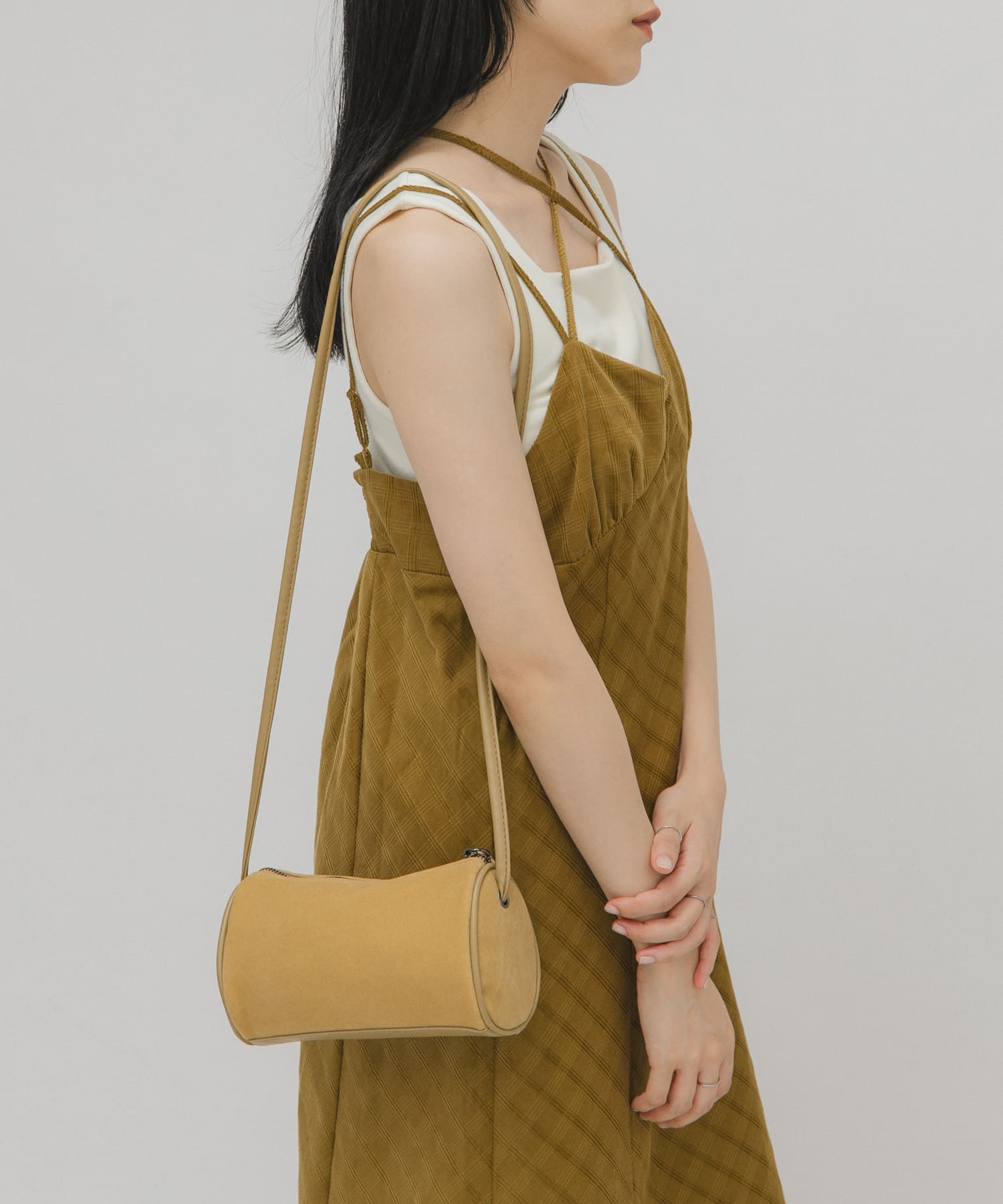 ステッチデザインベロアミニBAG BEIGE one