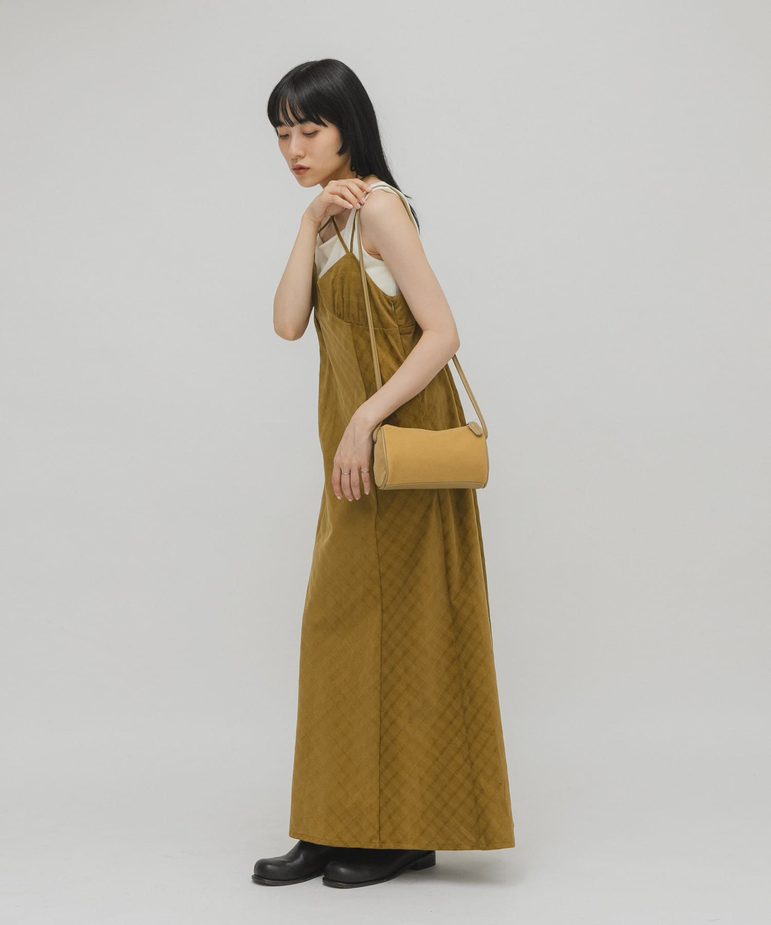 ステッチデザインベロアミニBAG BEIGE one