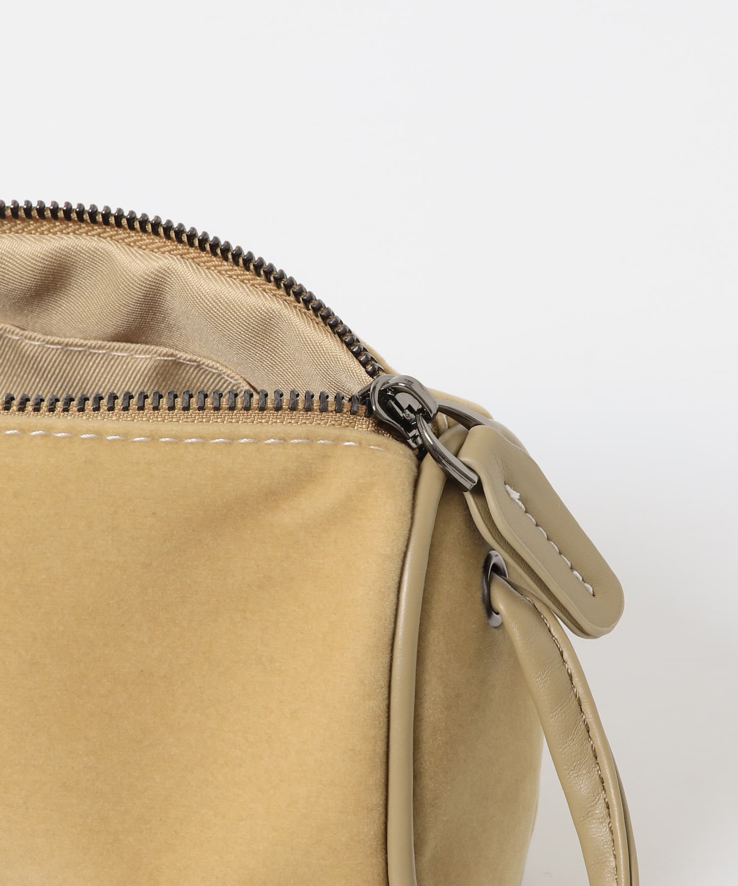 ステッチデザインベロアミニBAG BEIGE one