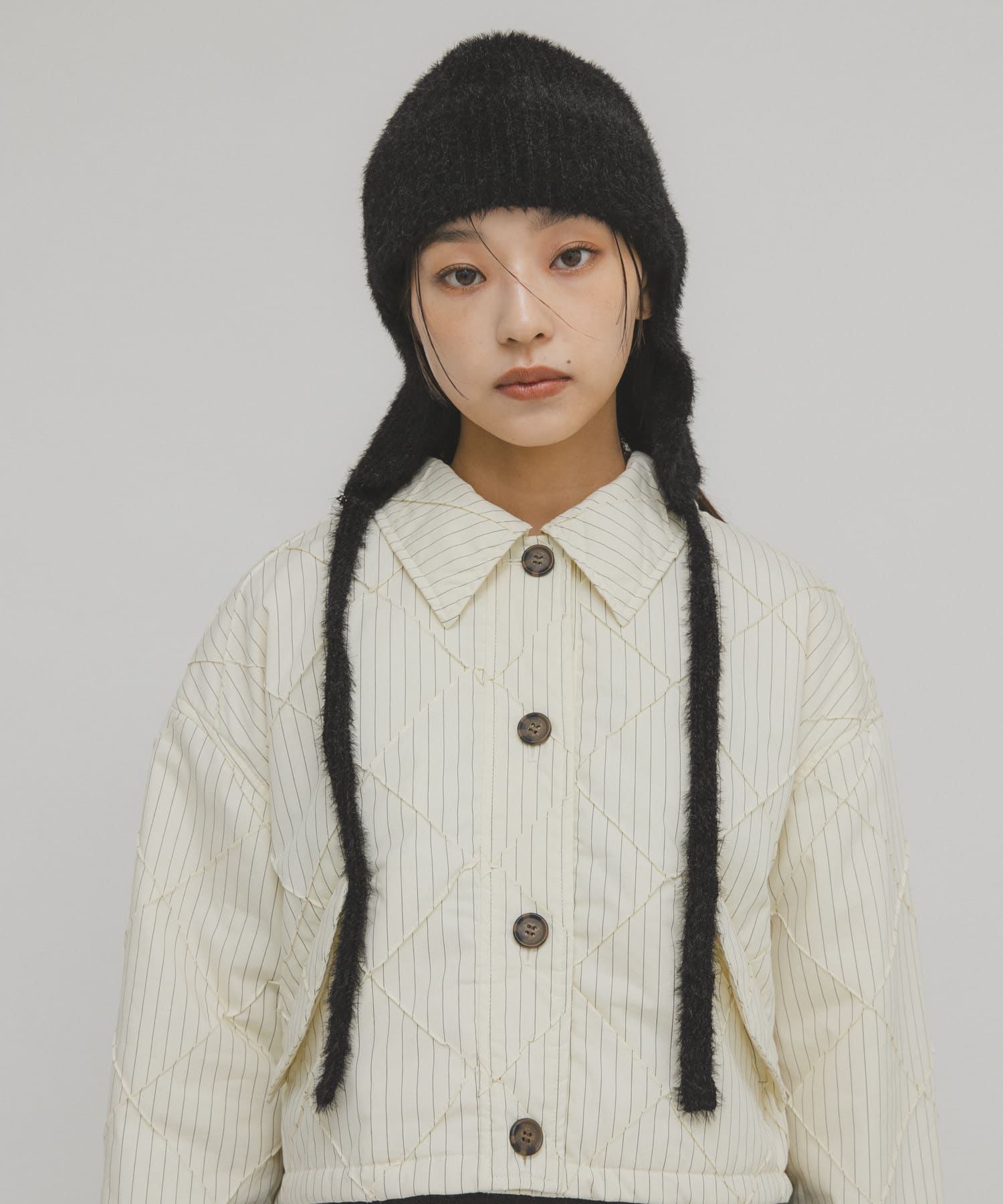 シャギーフライトニットHAT BLACK One