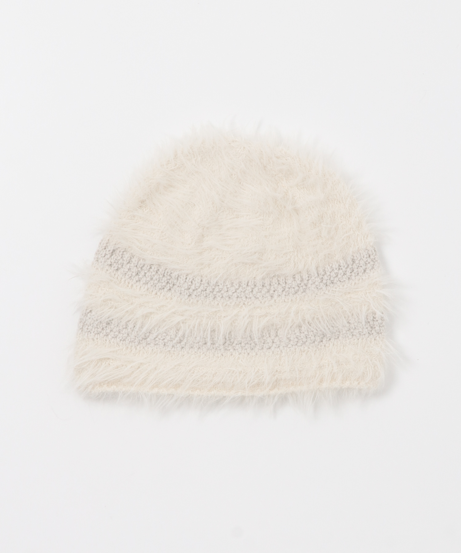 ラインデザインシャギーニットビーニー IVORY One