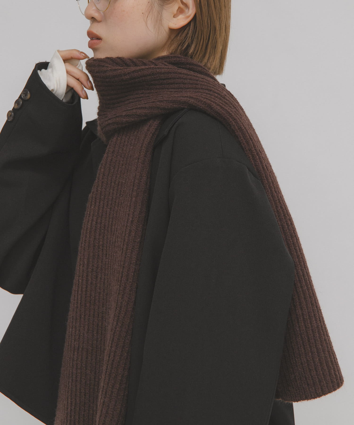 リブニットマフラー BROWN one