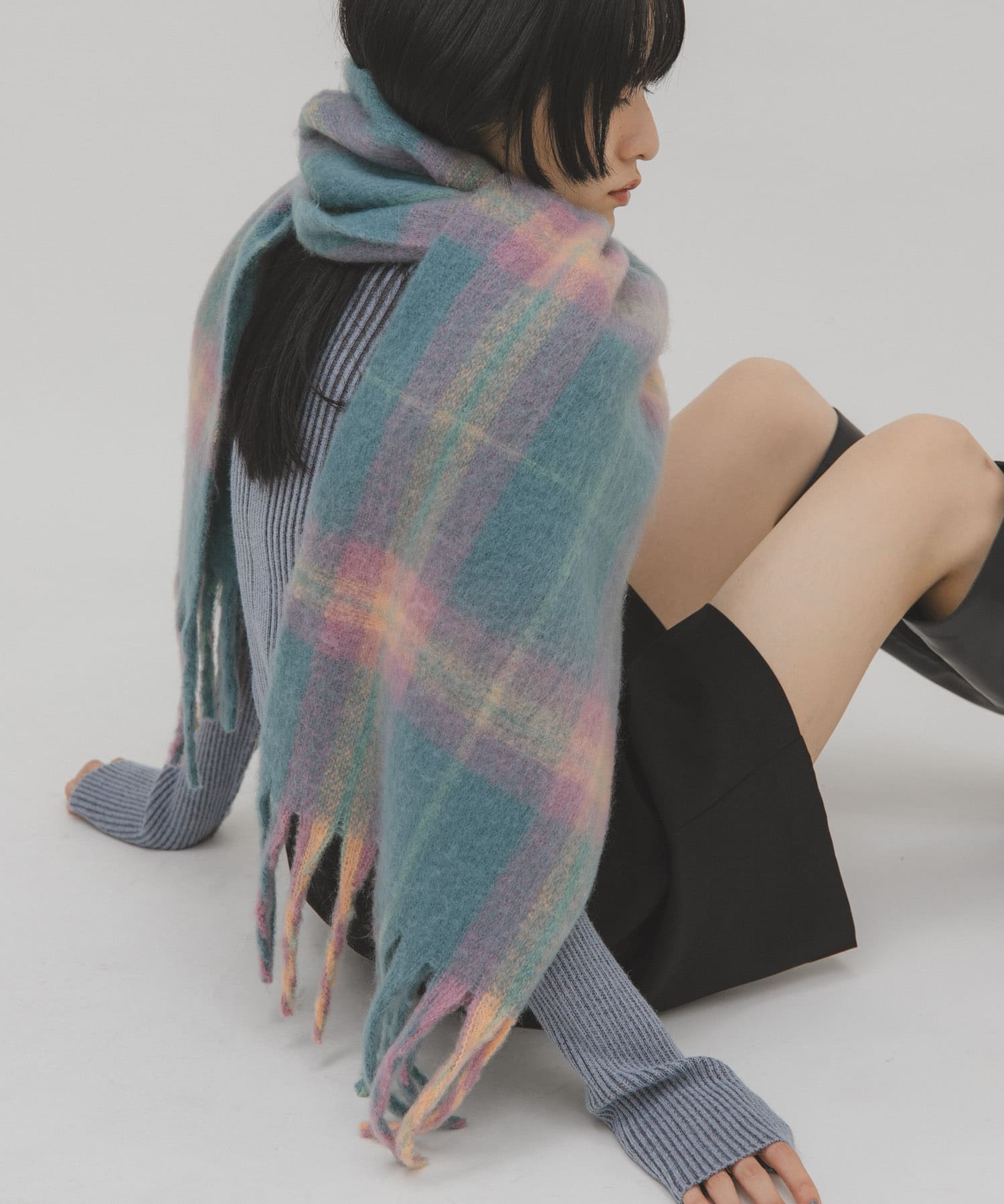 ブークレチェックストール